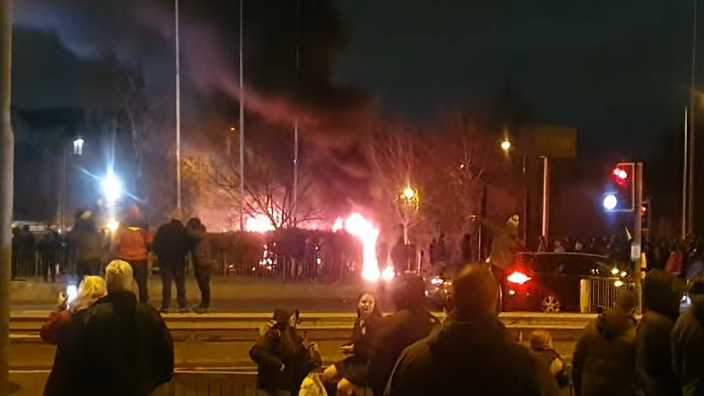 Police van on fire