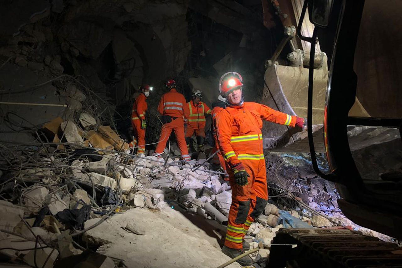 A UK International Search and Rescue team in Hatay, Turkey, looking for survivors of the devastating earthquakes (FCDO/PA)