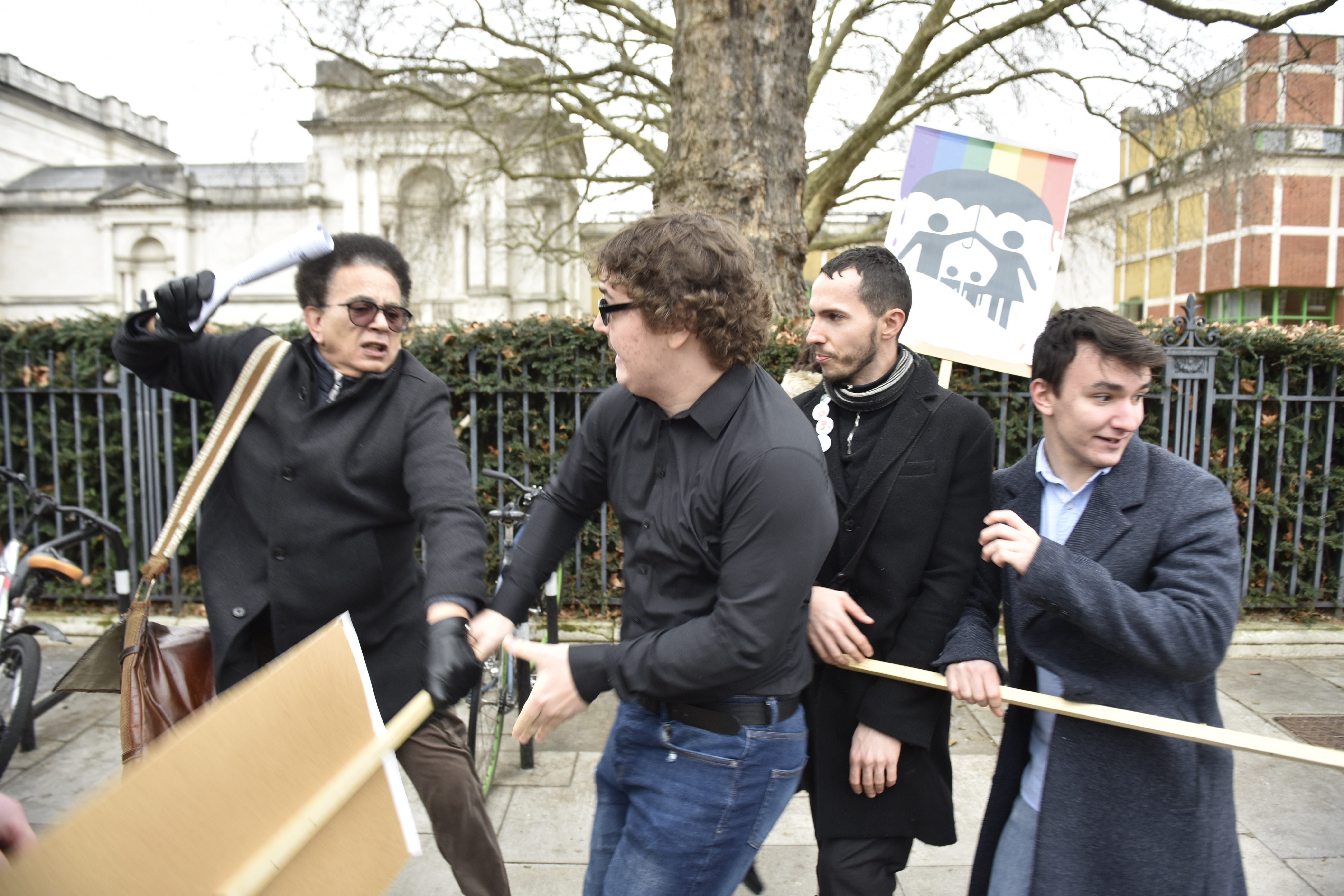 Right-wing protesters clash with counter protesters outside the Tate Britain