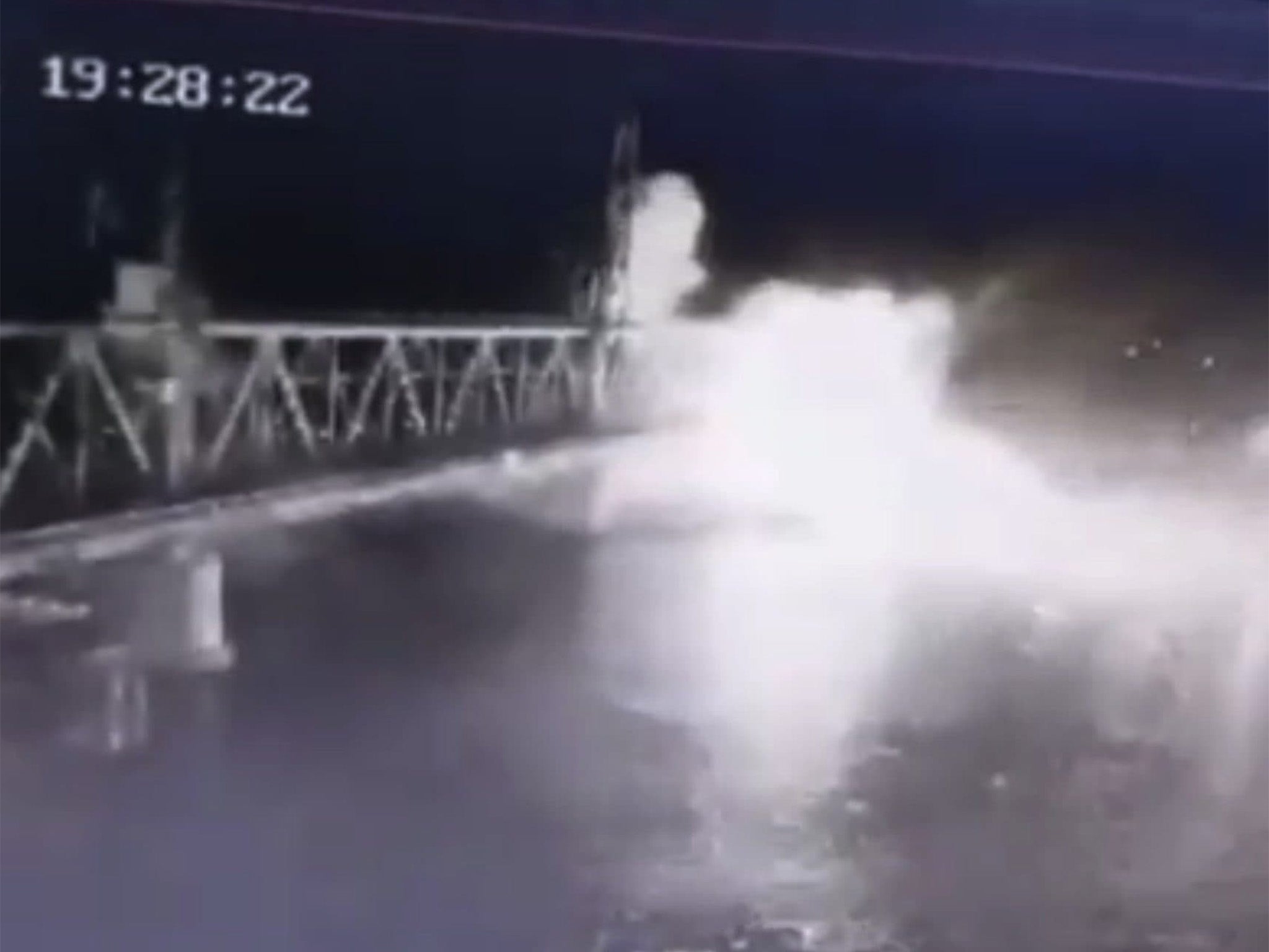 Surveillance footage showed strike on Odesa bridge