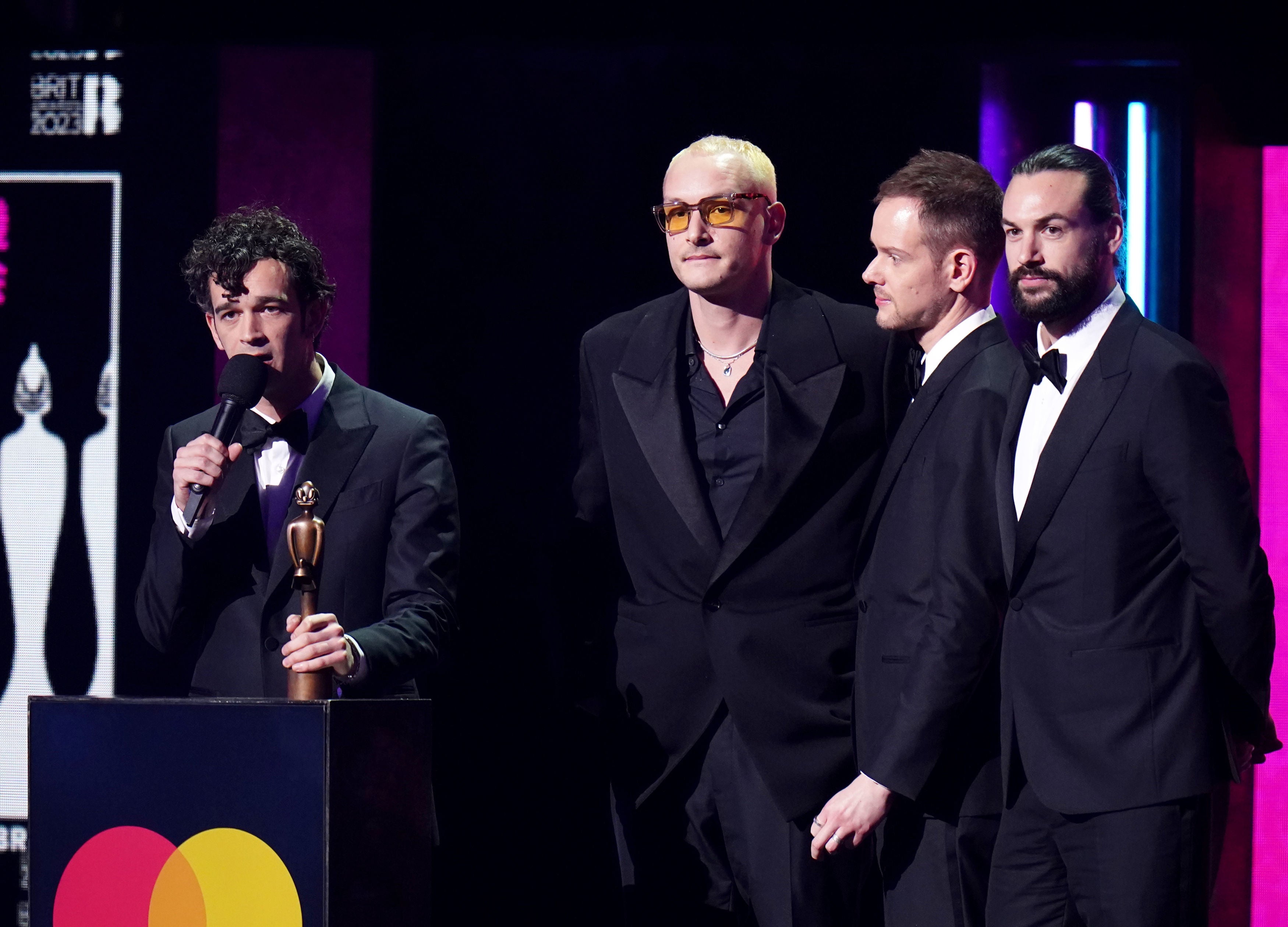 The 1975 win the Best Alternative/Rock Act award award during the Brit Awards 2023 at the O2 Arena, London