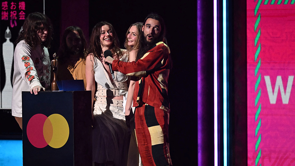 Wet Leg celebrate after Brits Awards win