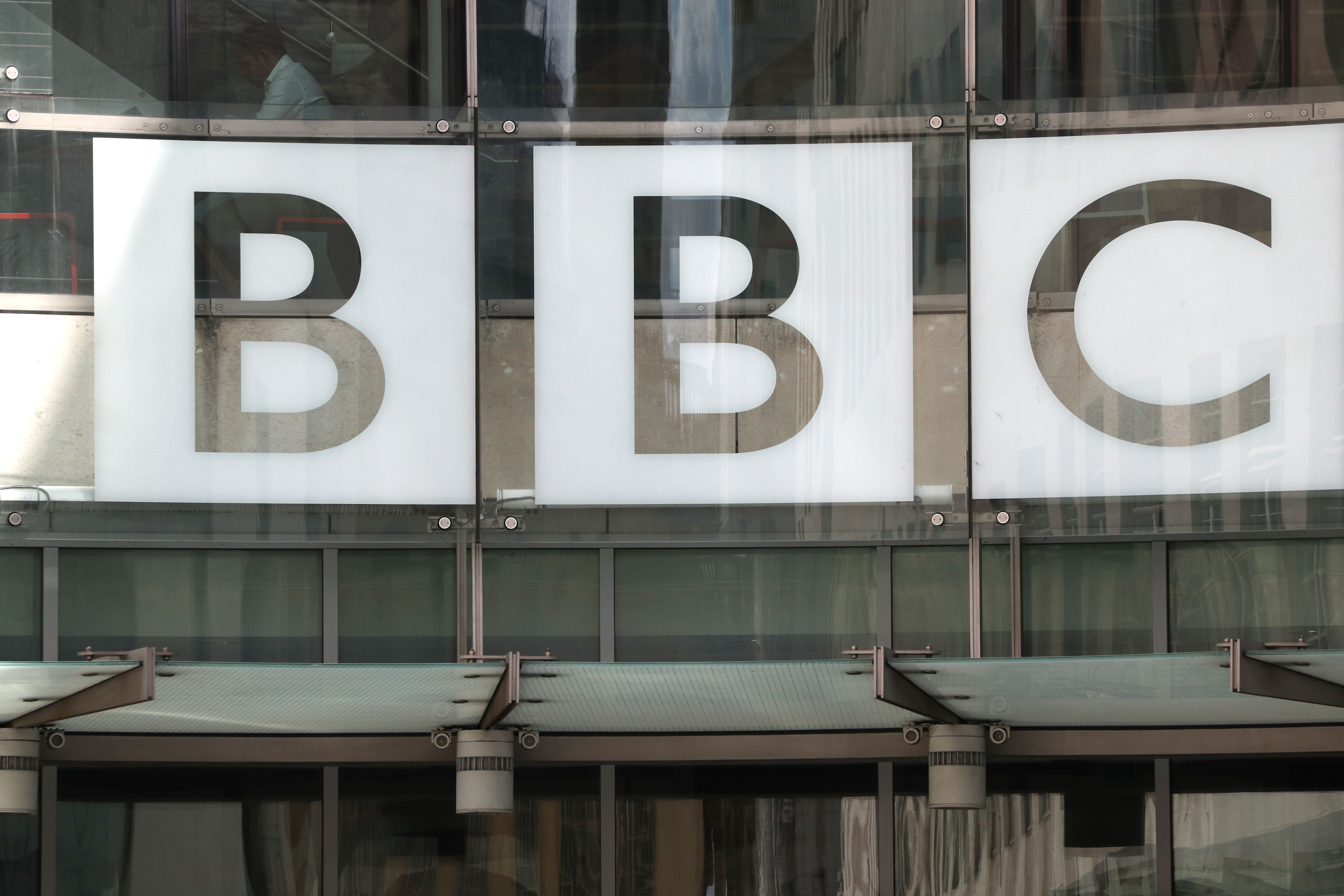 A view of the BBC New Broadcasting House sign in central London.