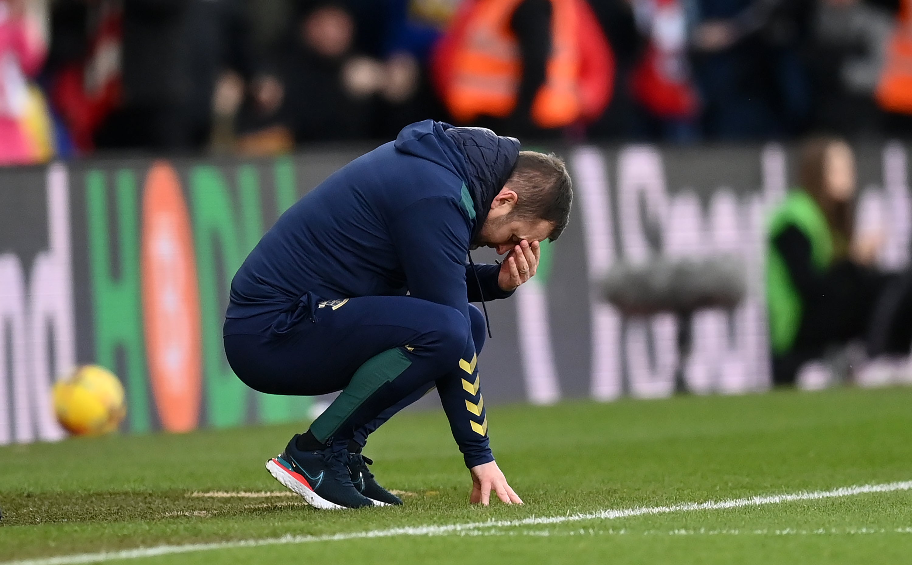 Nathan Jones looks dejected as Southampton face Wolves