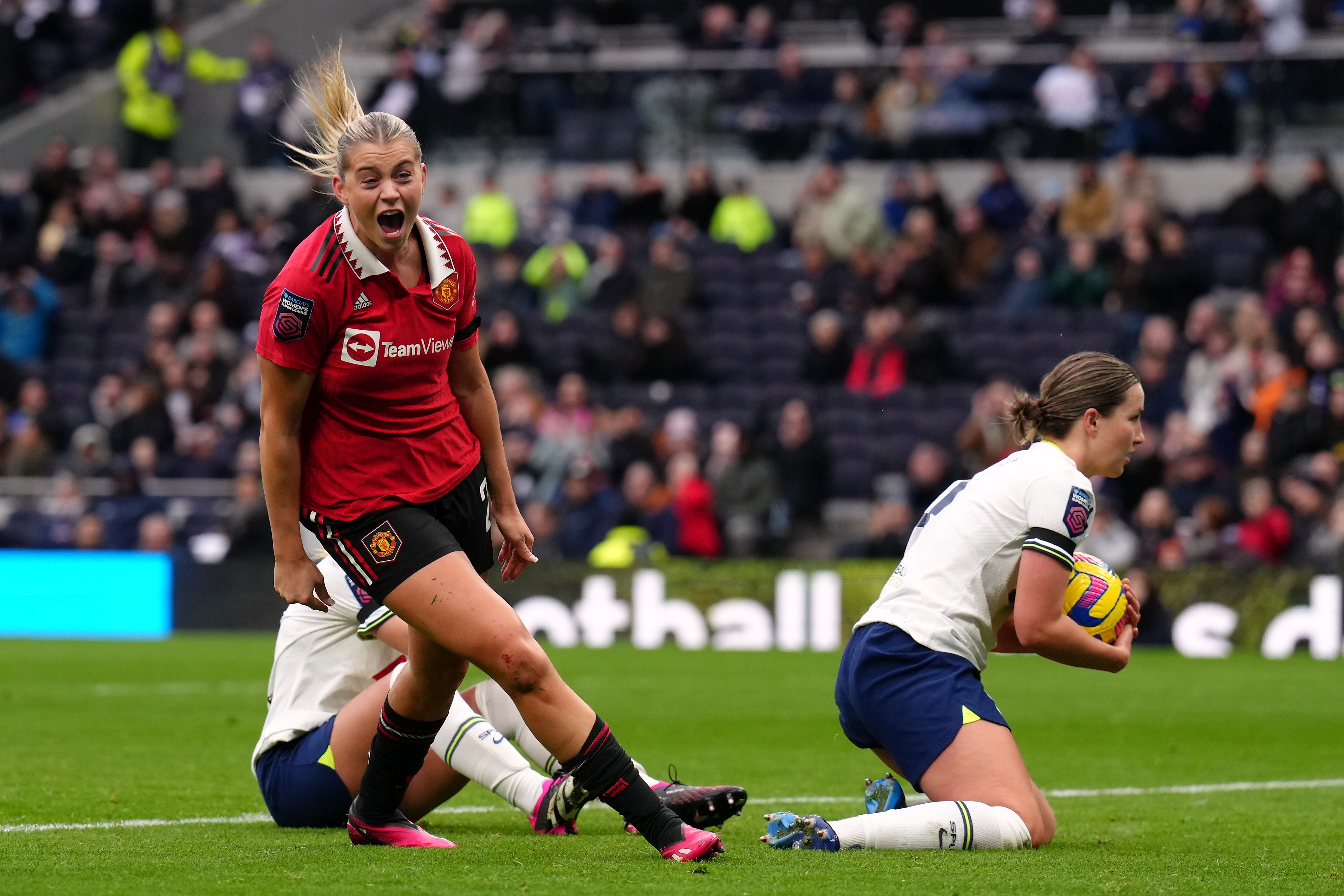 Alessia Russo (left) celebrates the winner (John Walton/PA)