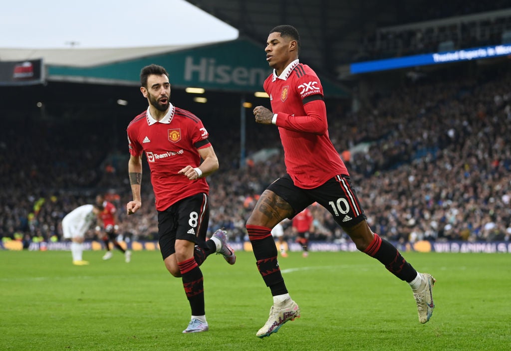 Rashford scored his second header against Leeds in a week