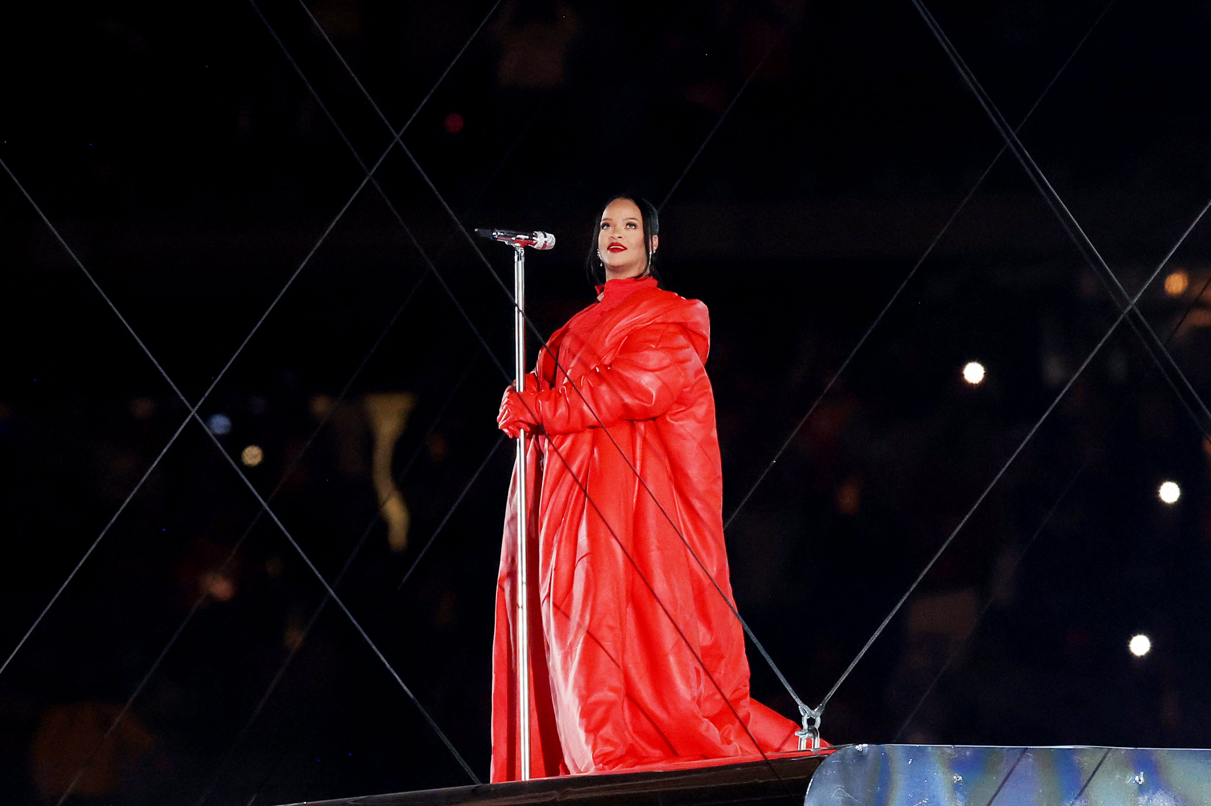 Rihanna wears custom-made red puffer jacket from Alaïa