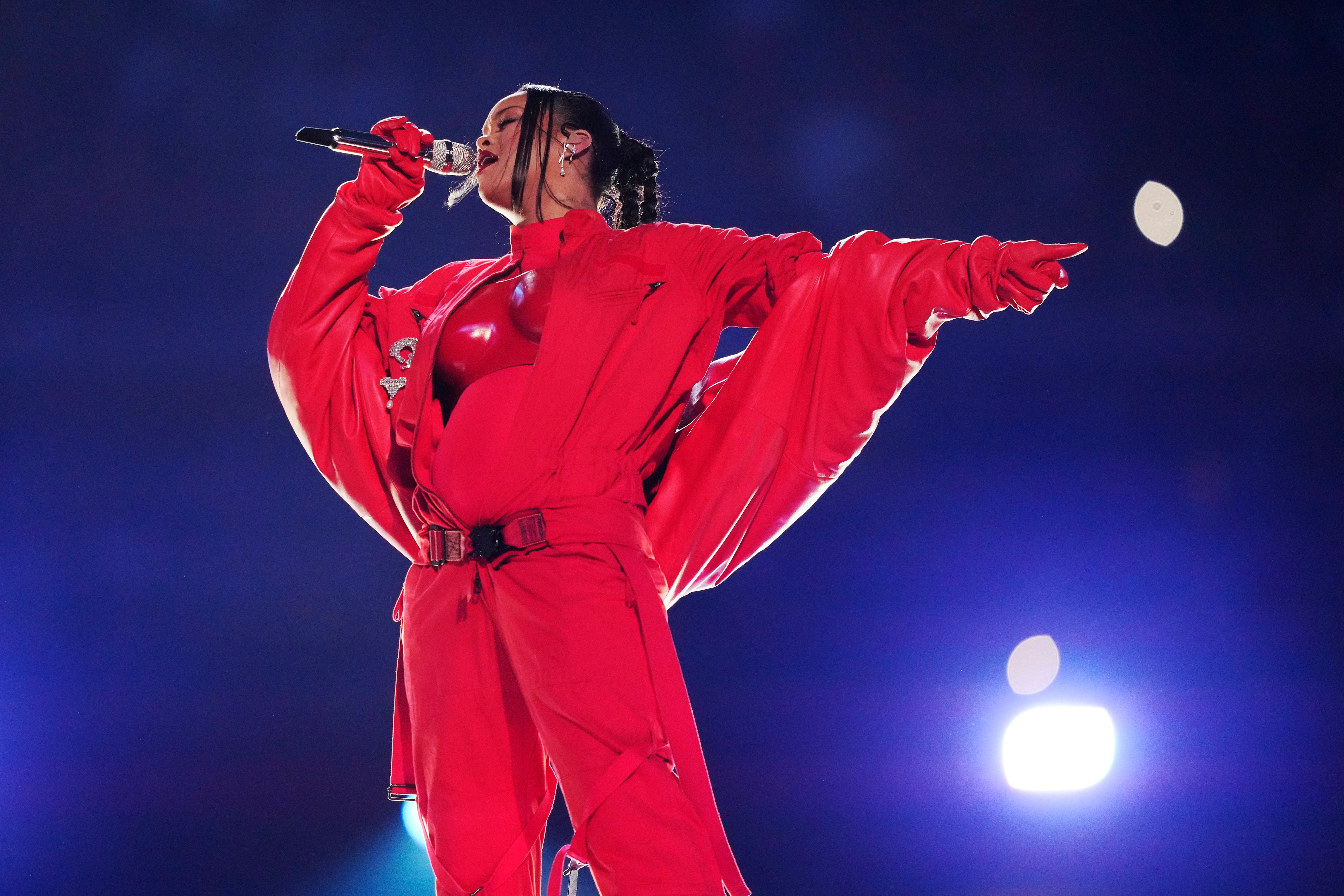 Rihanna performed during the half time show of the Super Bowl