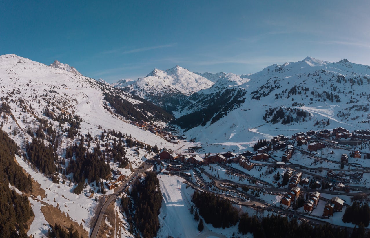 Aerial panorama view of Meribel village, where man died