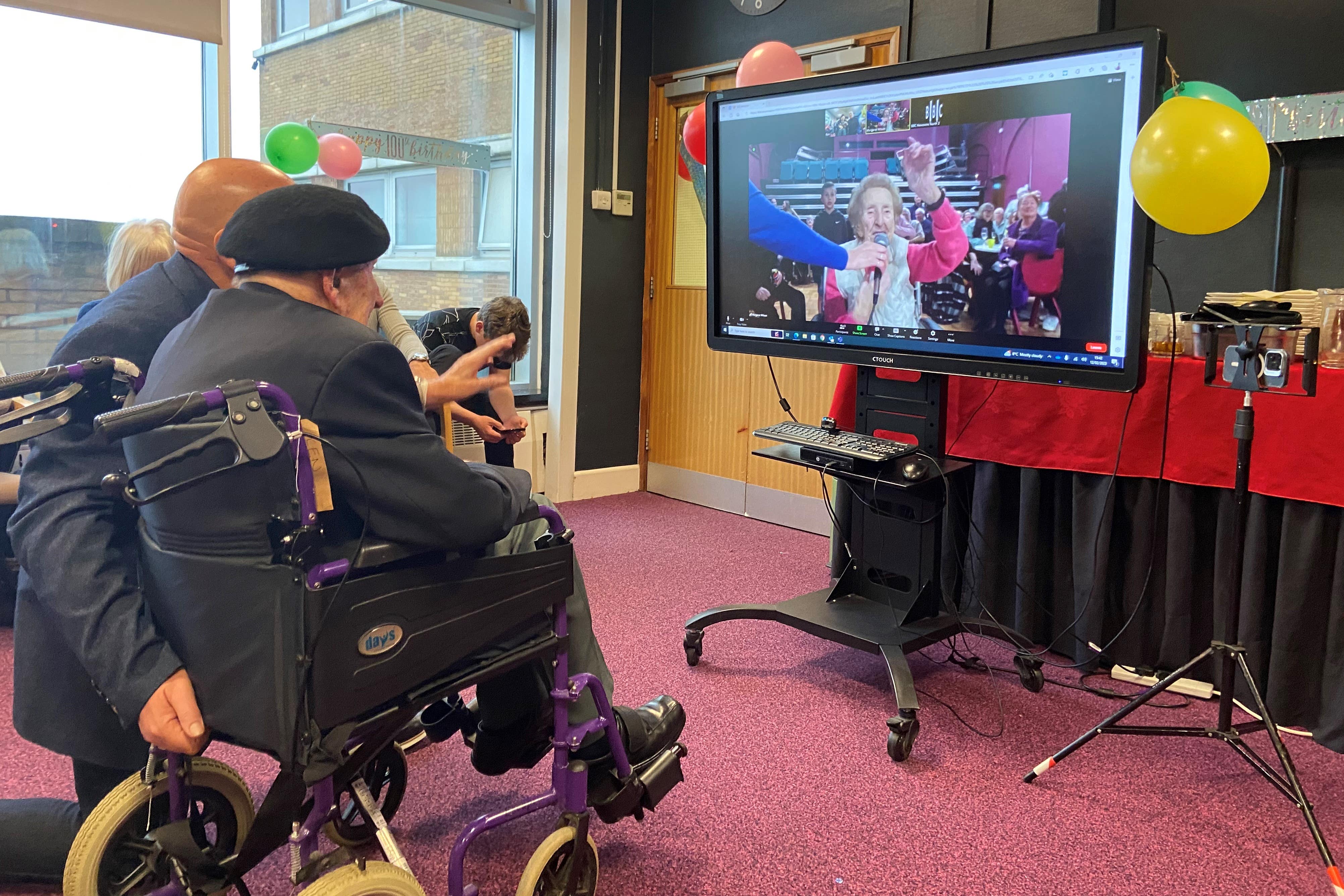 Blind veterans Ken Hobbs and Margaret Wilson celebrate their birthdays together over Zoom (Family handout/PA)