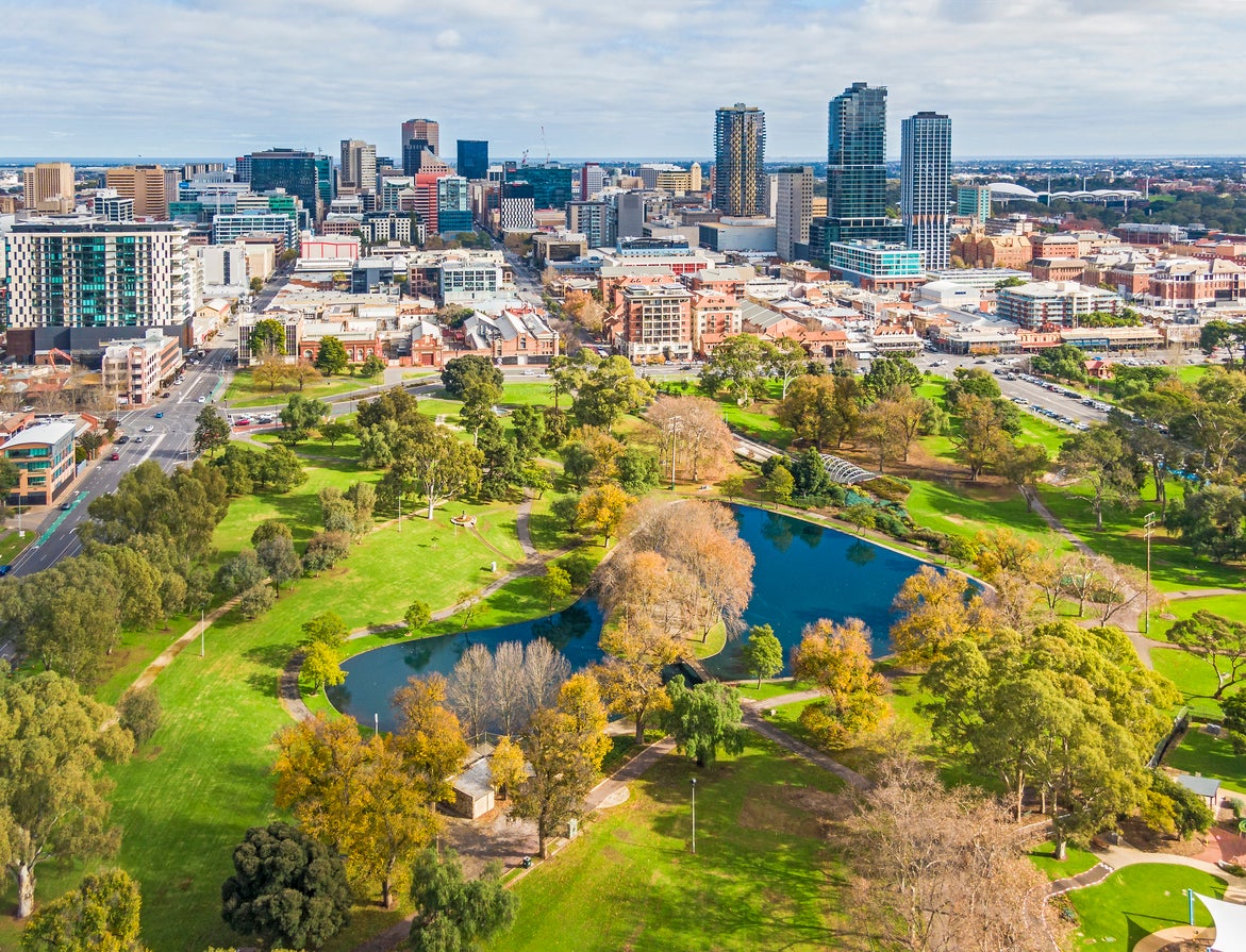 Rymill Park and Adelaide’s skyscrapers