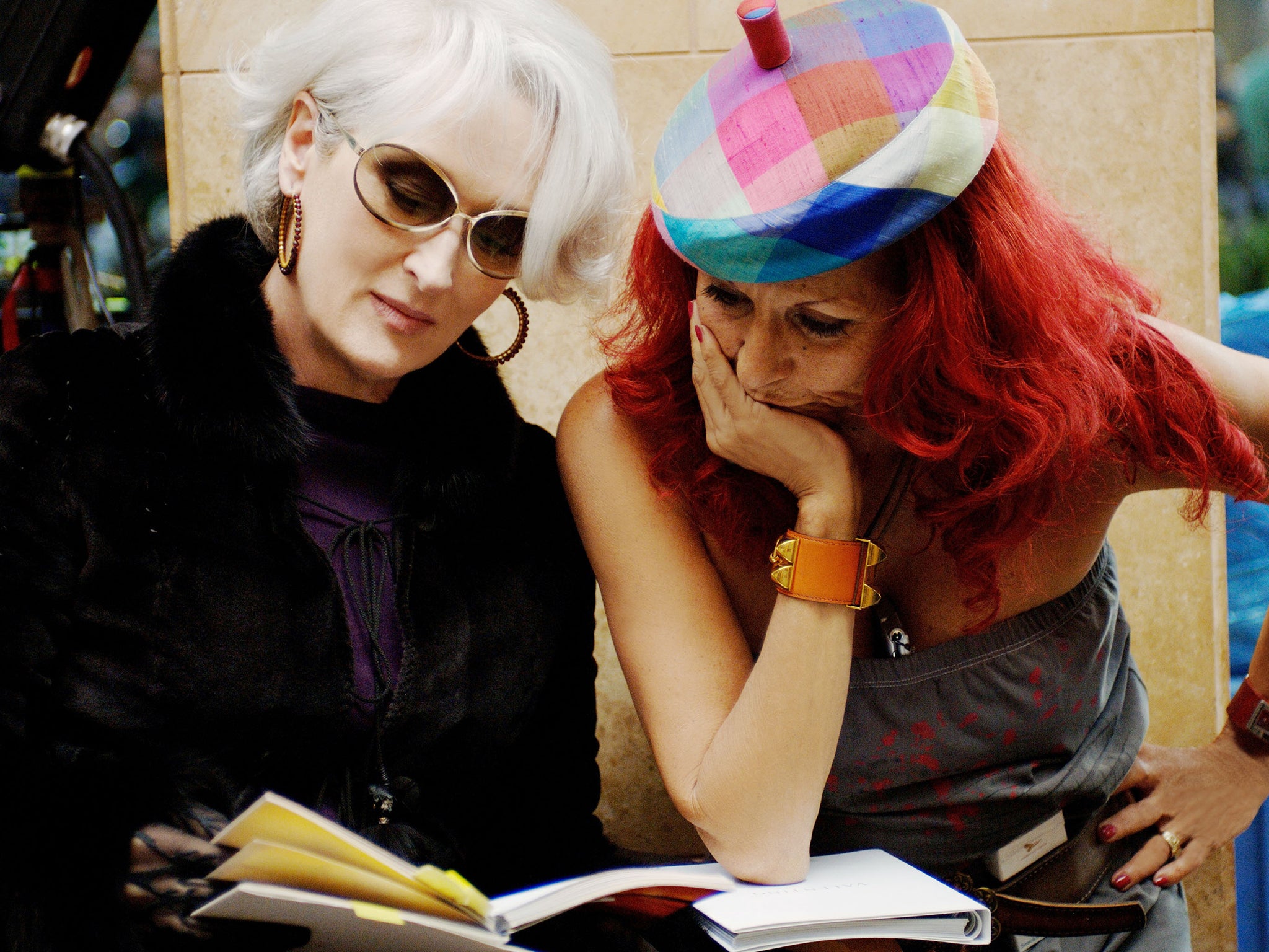 Costume designer Patricia Field (right) and Meryl Streep on the set of 2006’s ‘The Devil Wears Prada’