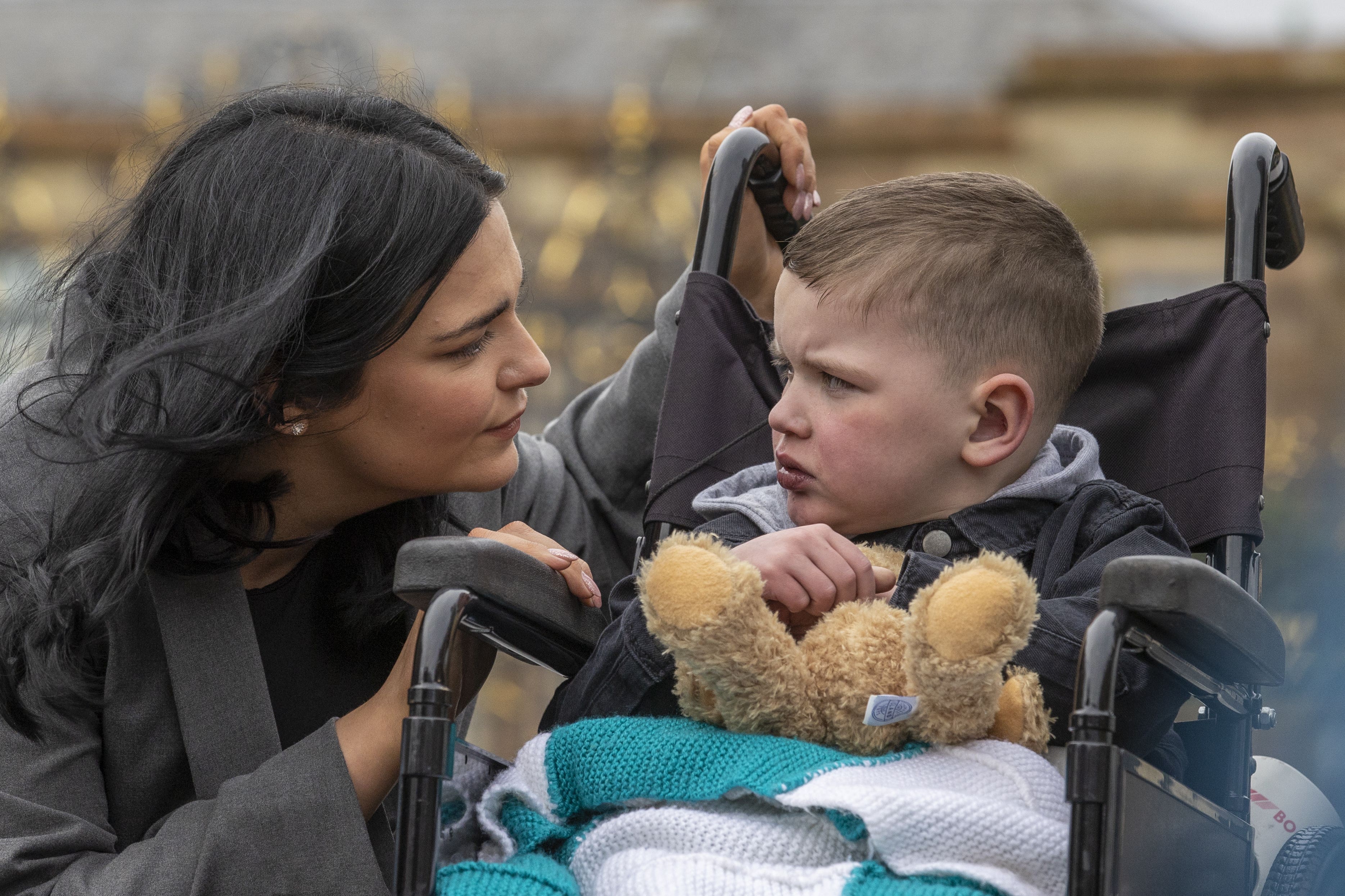 Seph Ni Mheallain (left) with her son Daithi MacGabhann (Liam McBurney/PA)