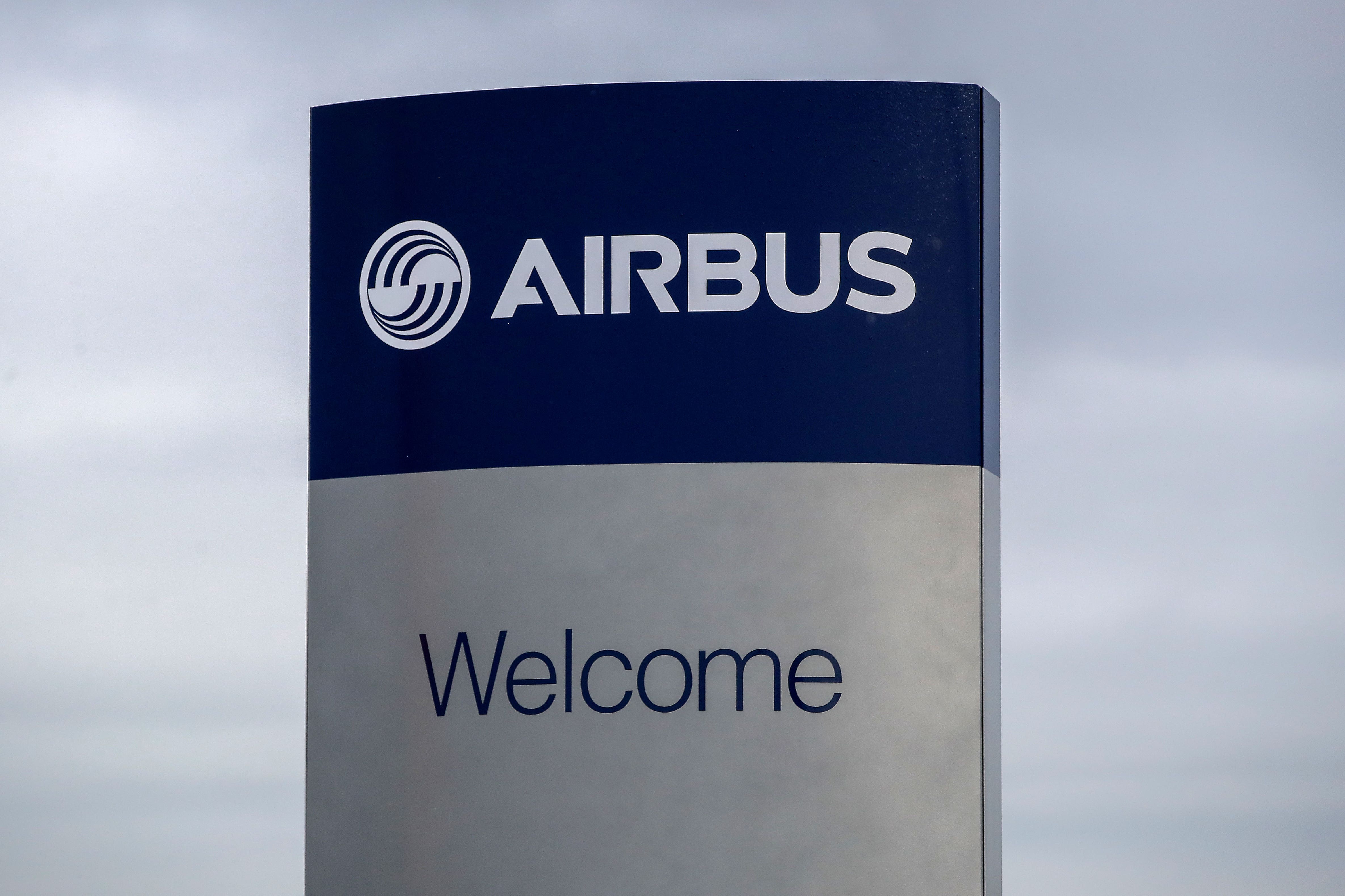 An Airbus sign at the wing assembly factory in Broughton, North Wales (Peter Byrne/PA)