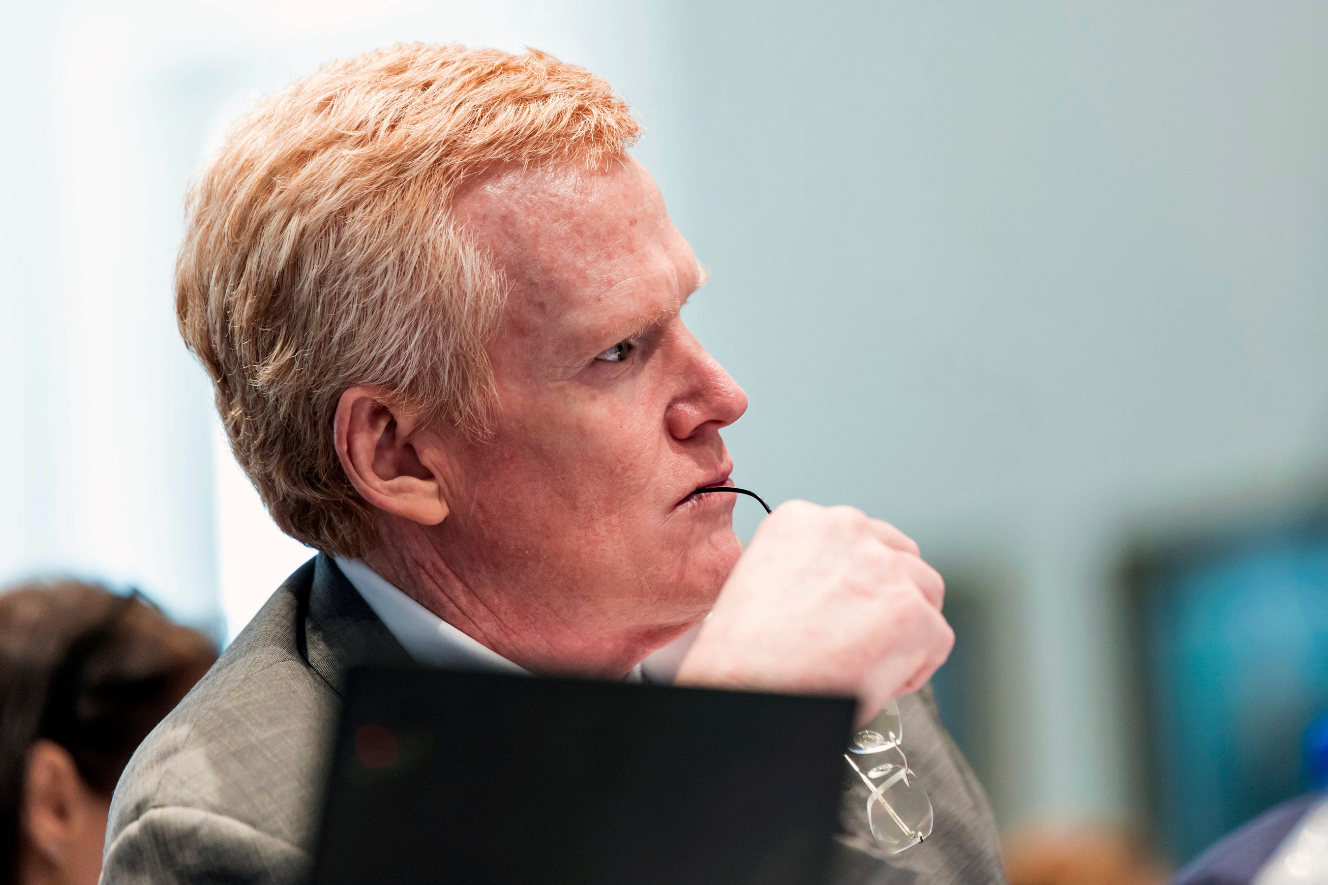 Alex Murdaugh listens to a witness during his double murder trial at the Colleton County Courthouse