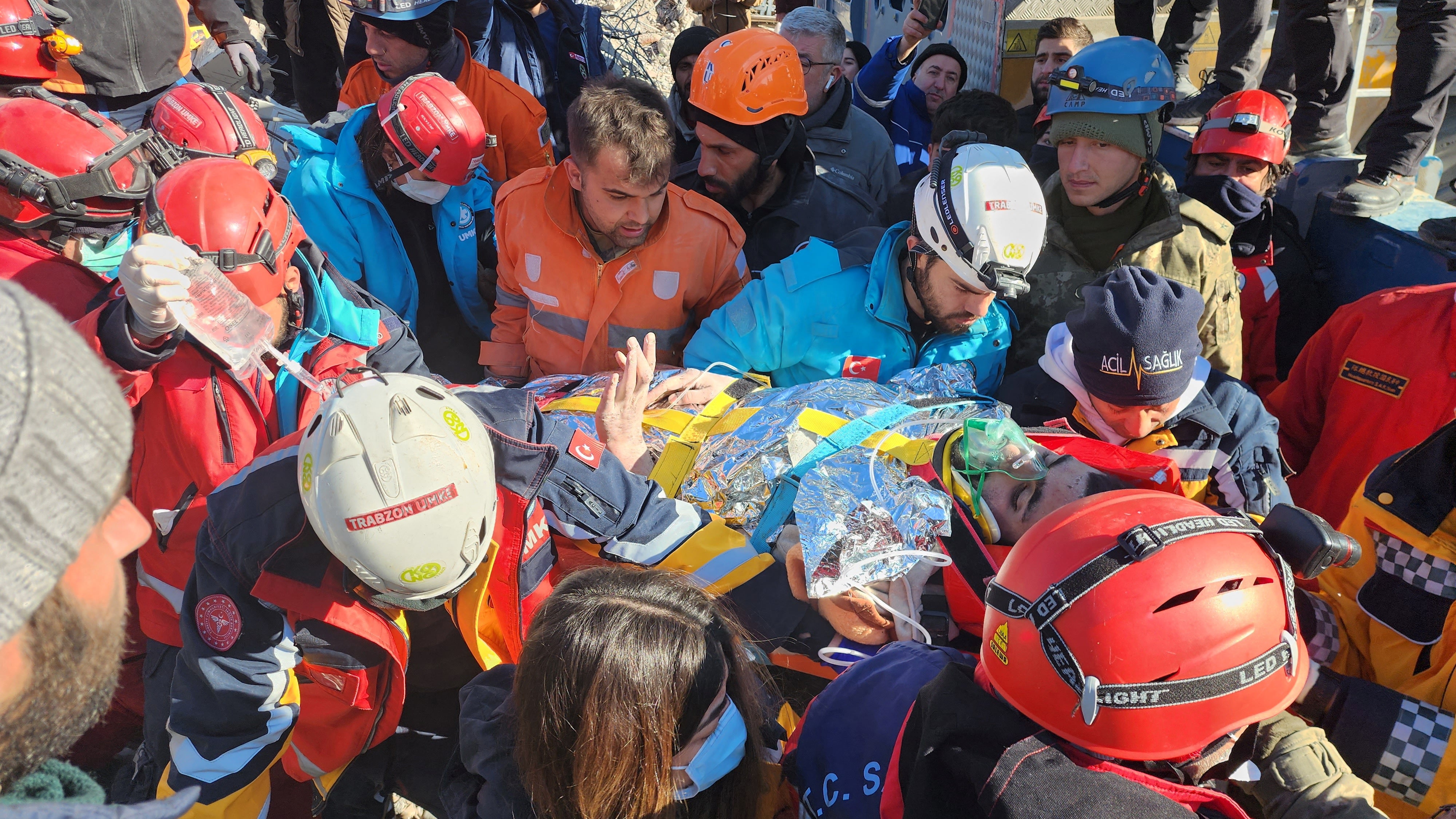 Muhammed Cafer Cetin, 18, is rescued from the rubble 198 hours after the earthquake in Adiyaman, Turkey