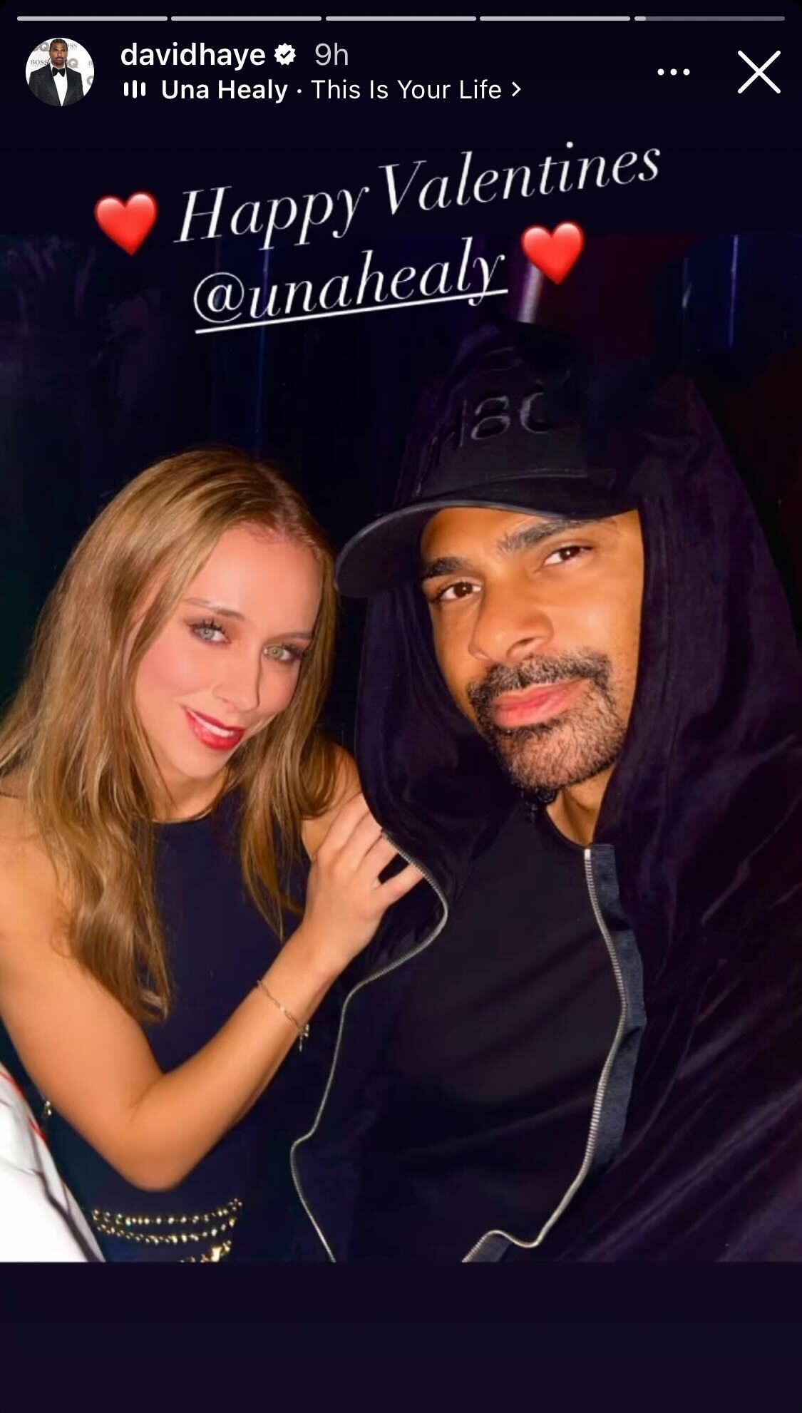 David Haye wishes Una Healy a Happy Valentine’s Day