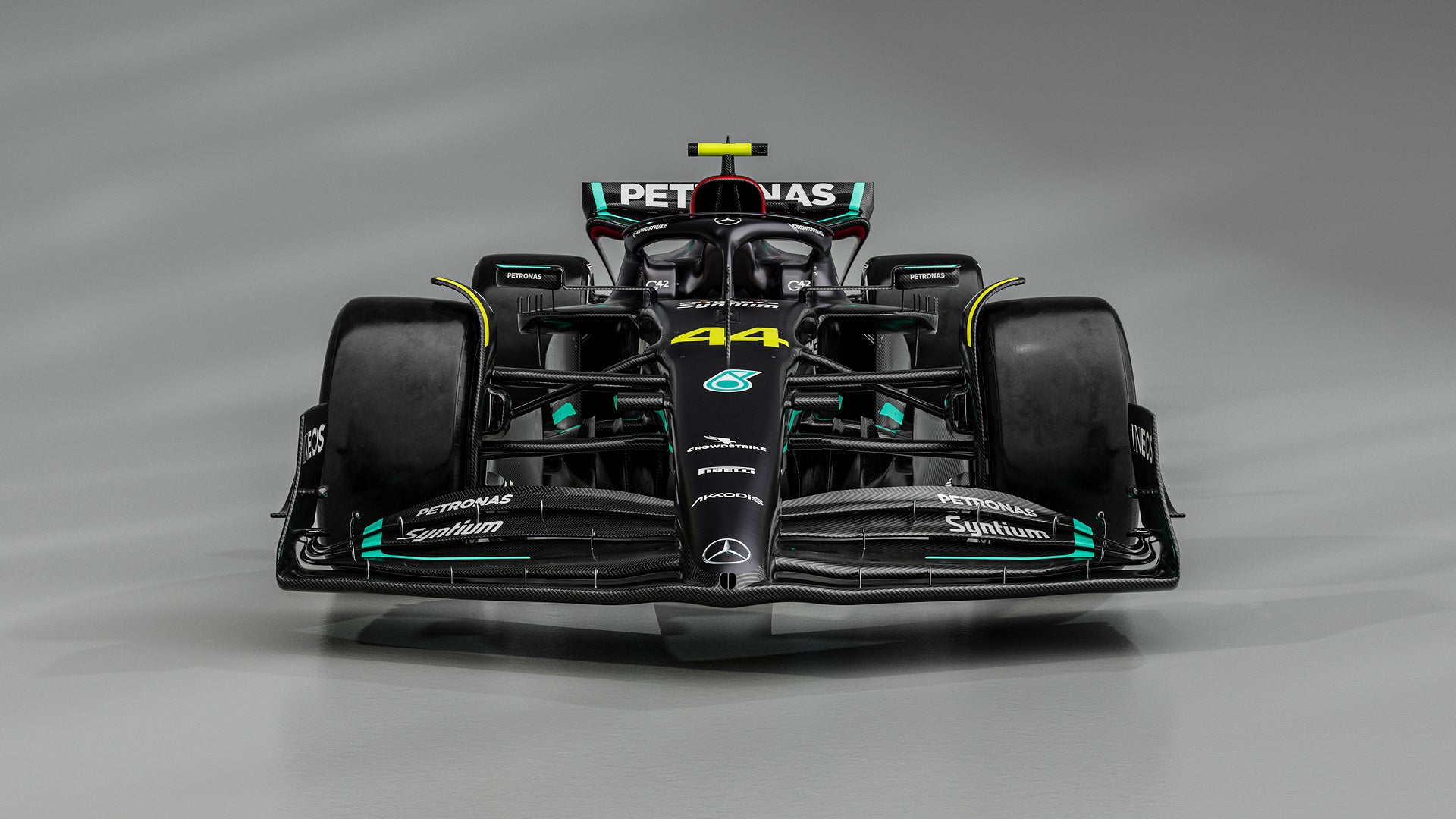 Mercedes have gone back to black with their 2023 car livery