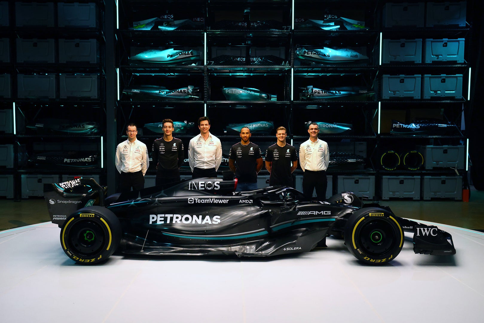 Lewis Hamilton, George Russell and Toto Wolff were among those present for the launch