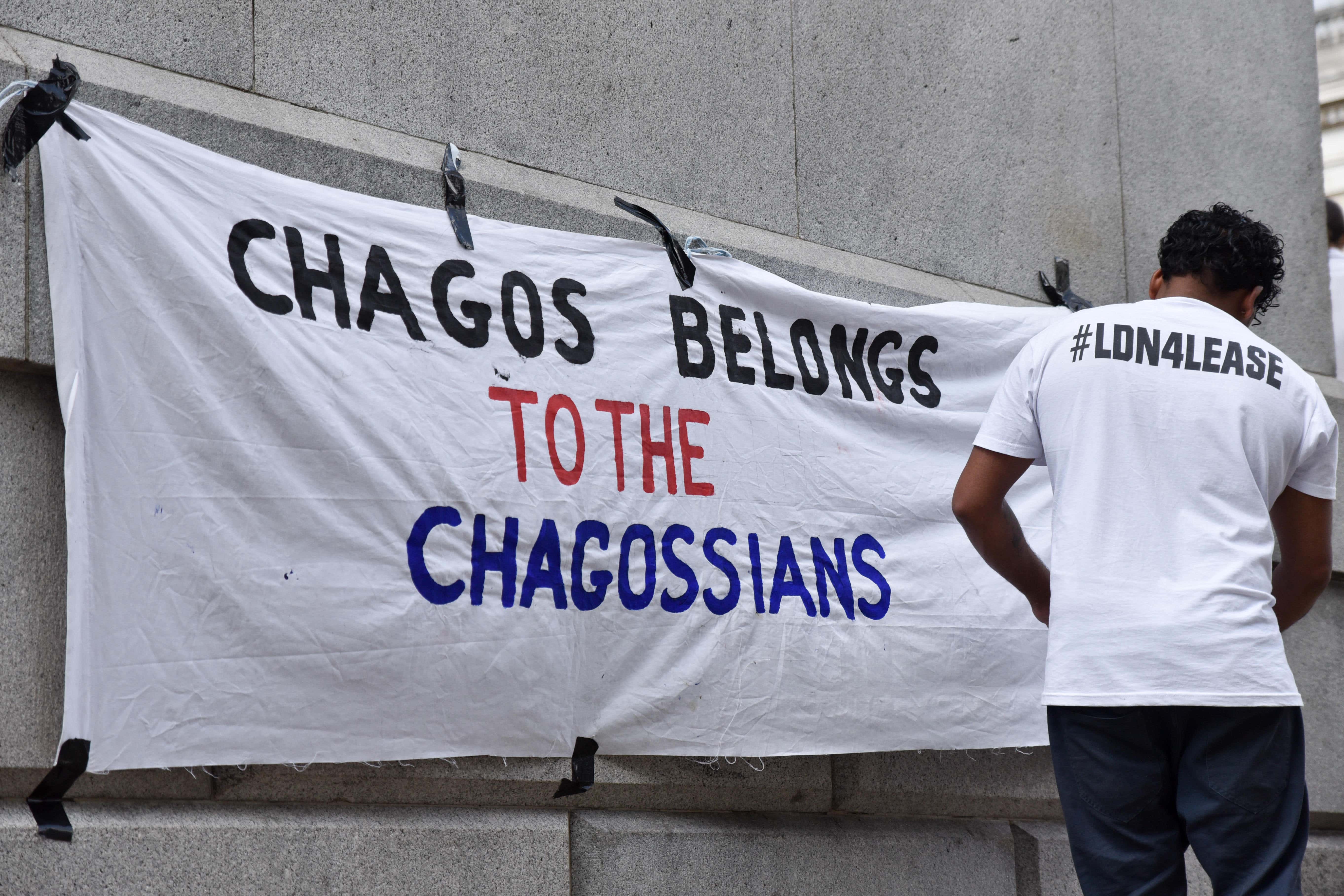 A protest by people from the Chagos Islands in Trafalgar Square, London, in 2018