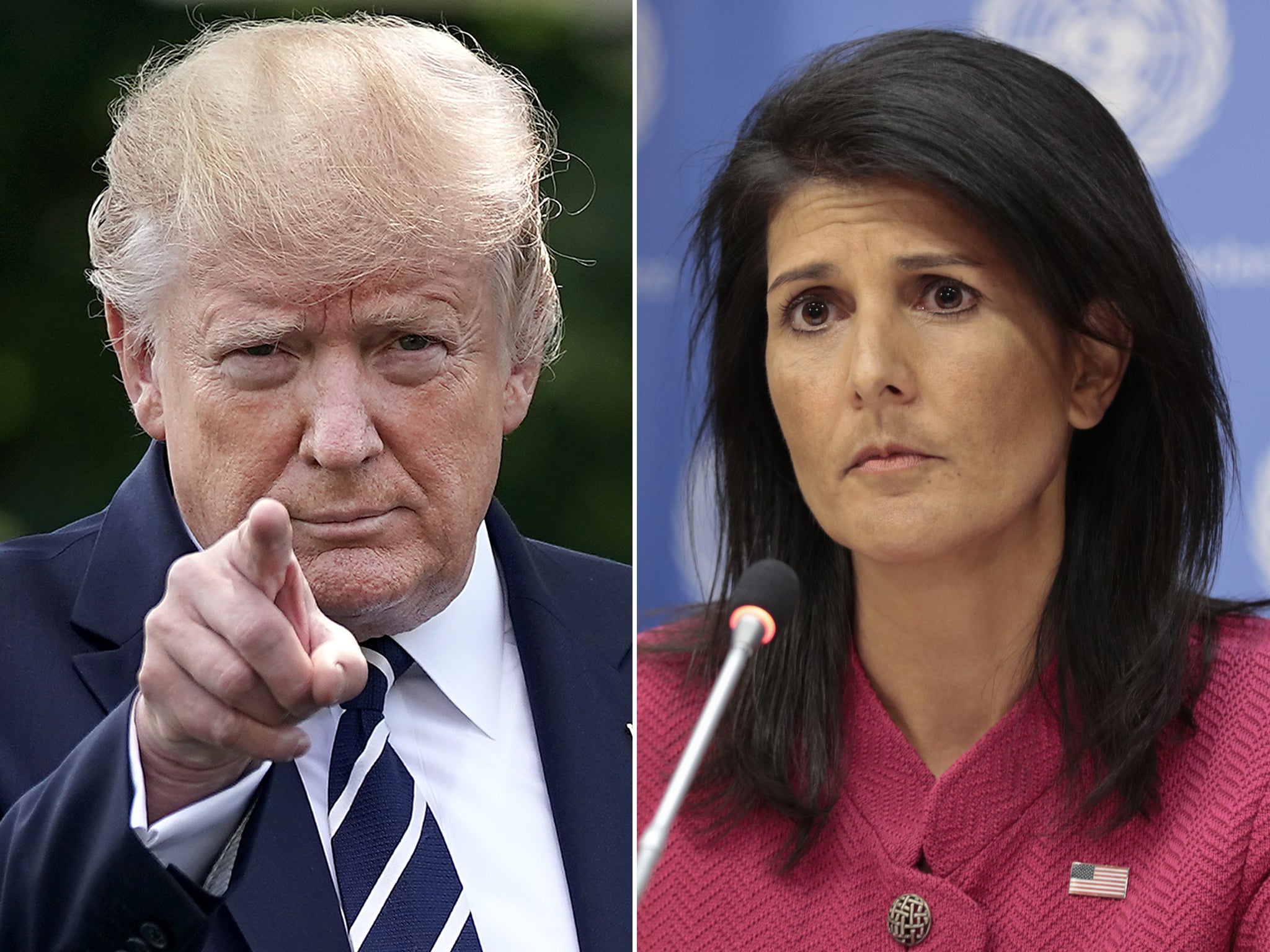 (L) Donald Trump, (R) Nikki Haley