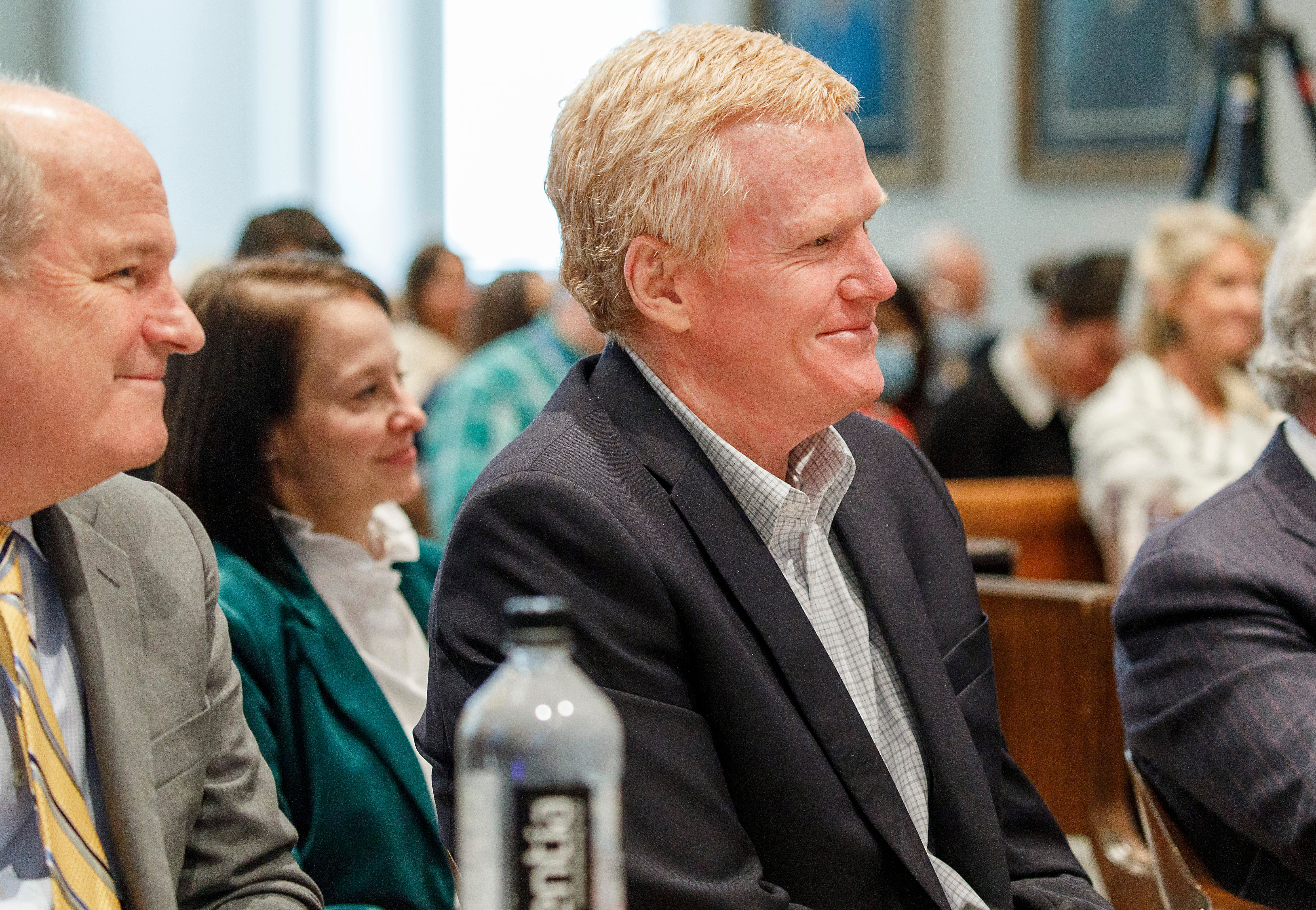 Alex Murdaugh smiles during testimony at his double murder trial