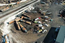 Devastating aftermath of Ohio train derailment revealed in shocking drone footage