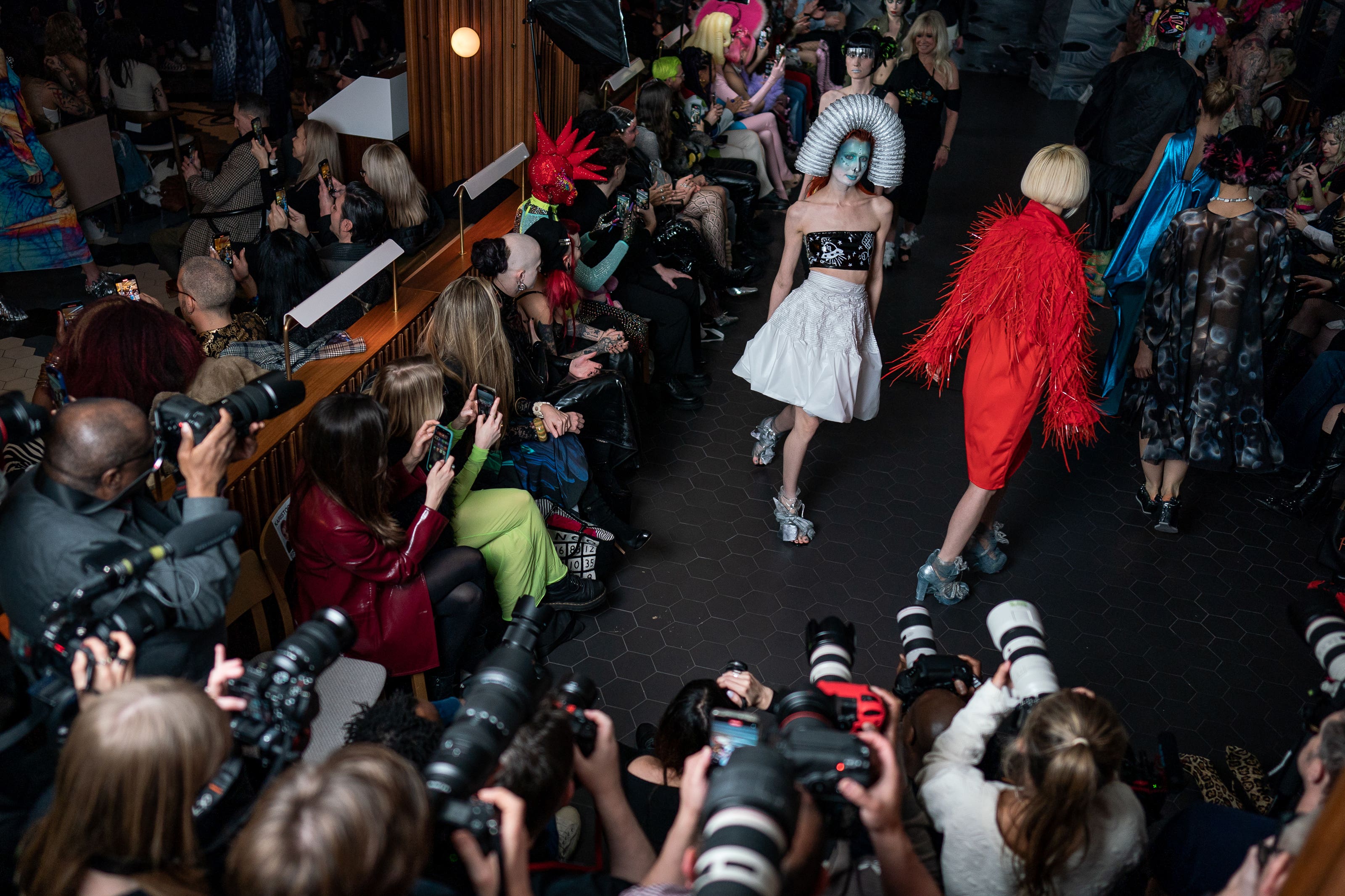 Models on the catwalk during the Vin + Omi fashion show (Aaron Chown/PA)