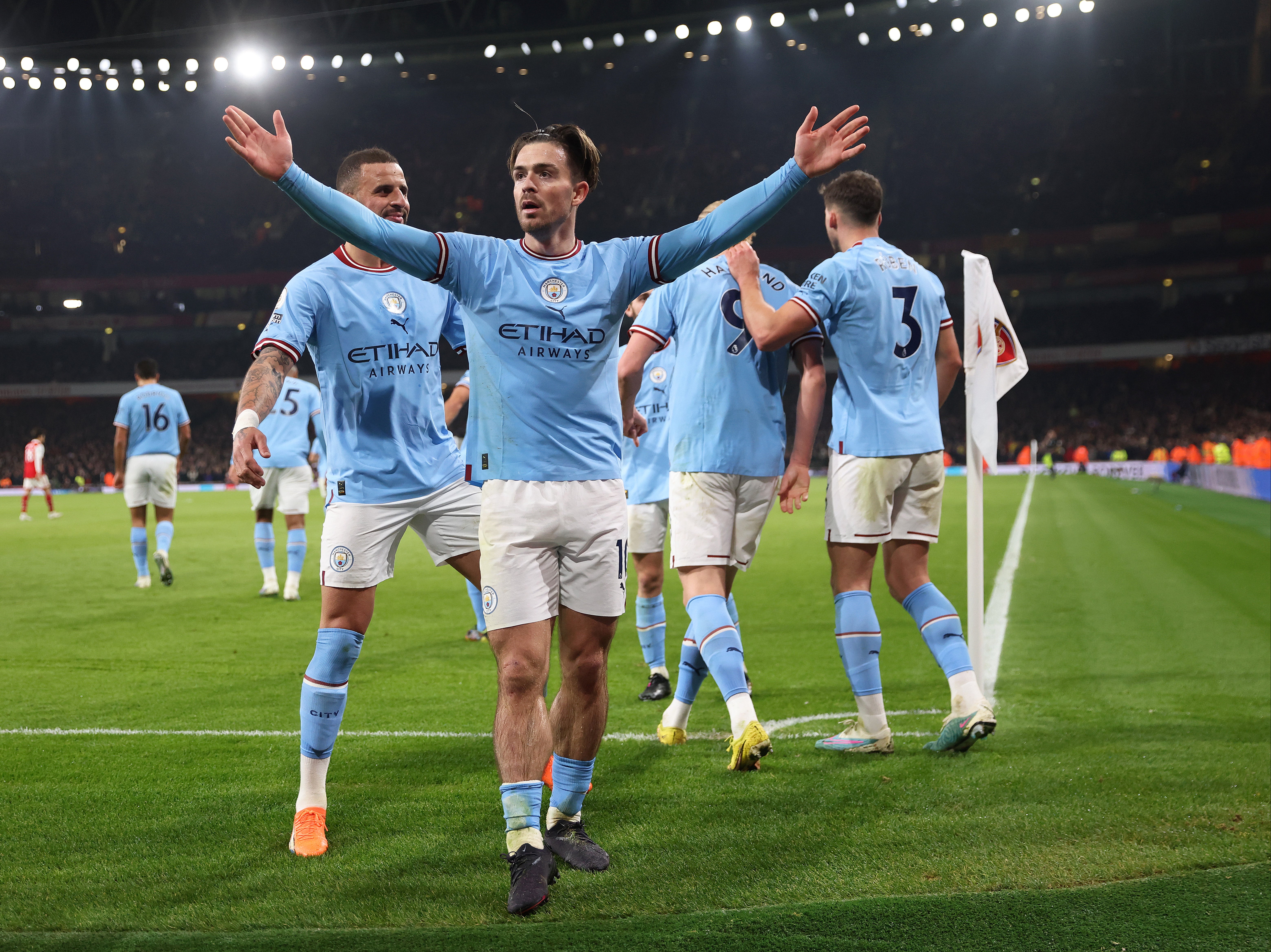 Jack Grealish celebrates after scoring