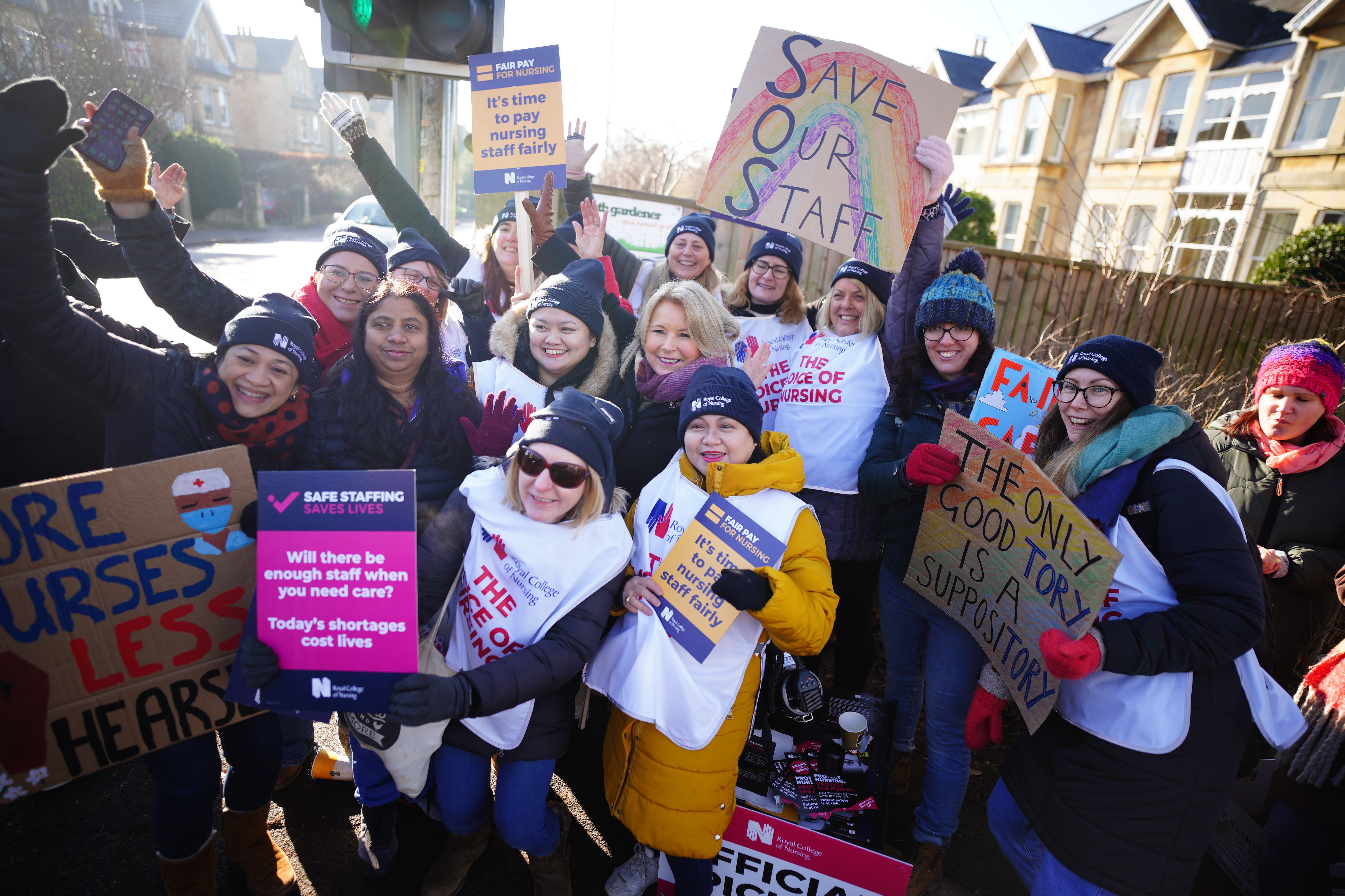 Royal College of Nursing general secretary Pat Cullen joins members on the picket lines during previous strike action (Ben Birchall/PA)