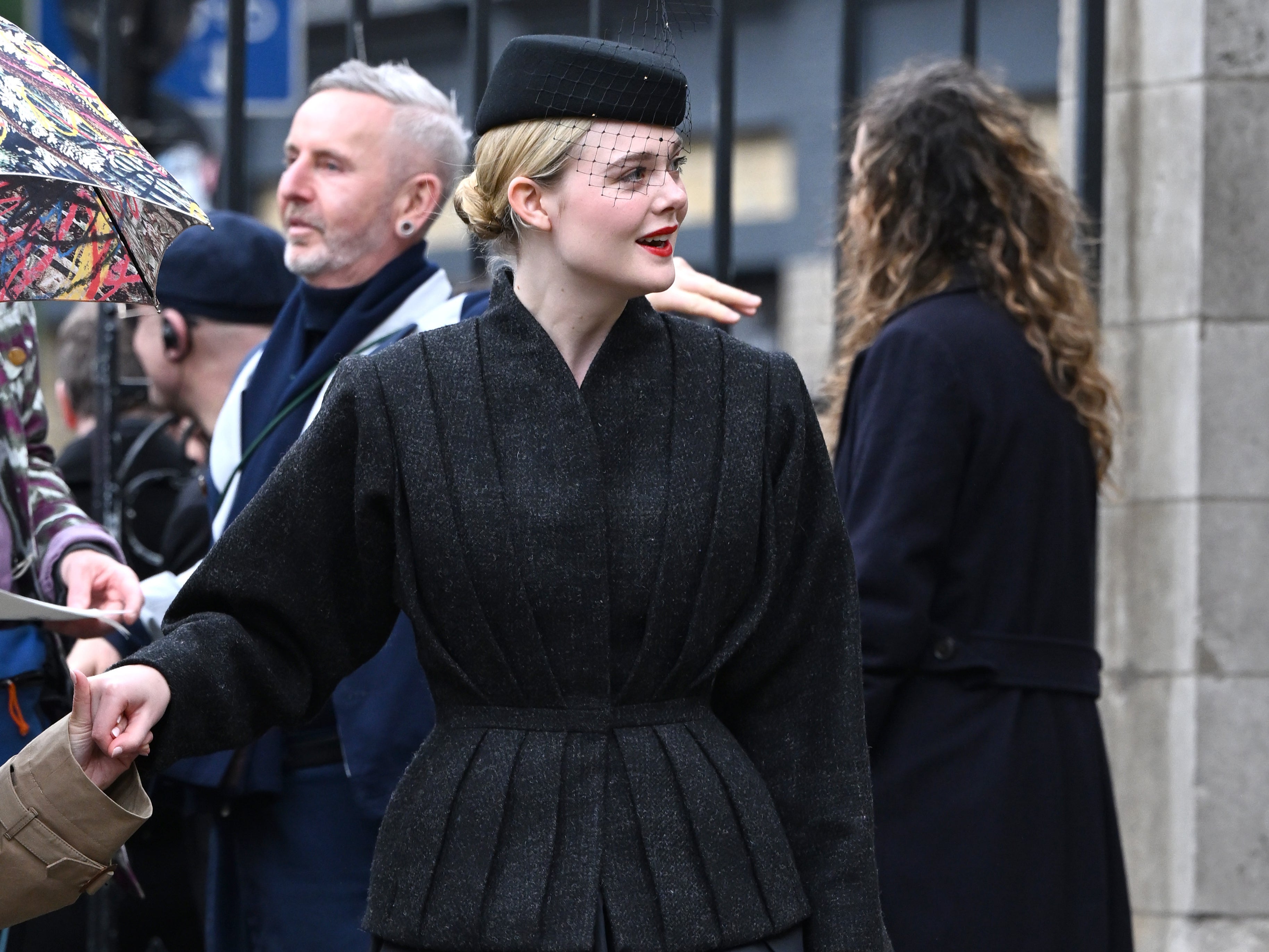 Elle Fanning attends a memorial service to honour and celebrate the life of Dame Vivienne Westwood at Southwark Cathedral