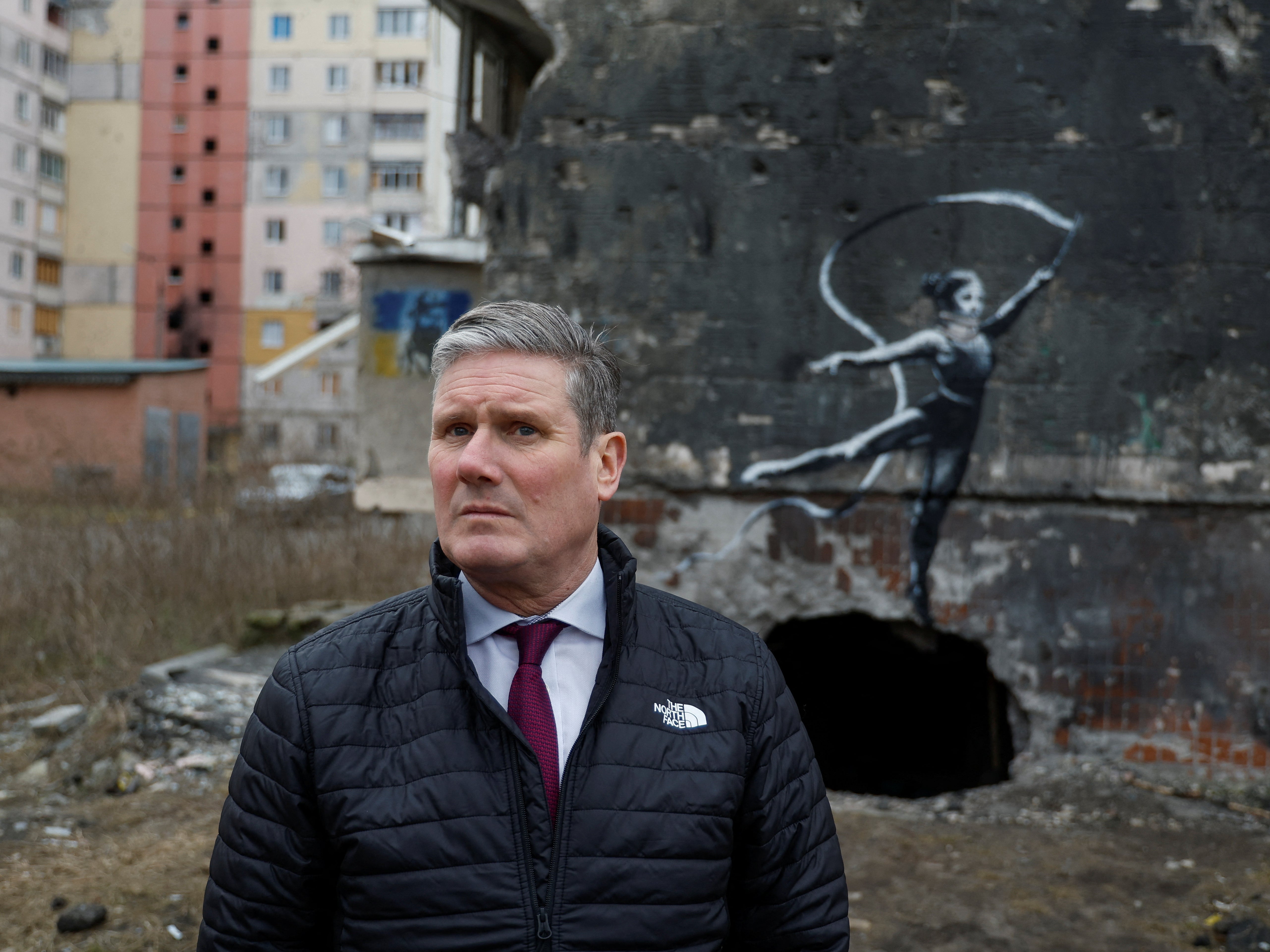 Keir Starmer in the Kyiv suburb of Irpin