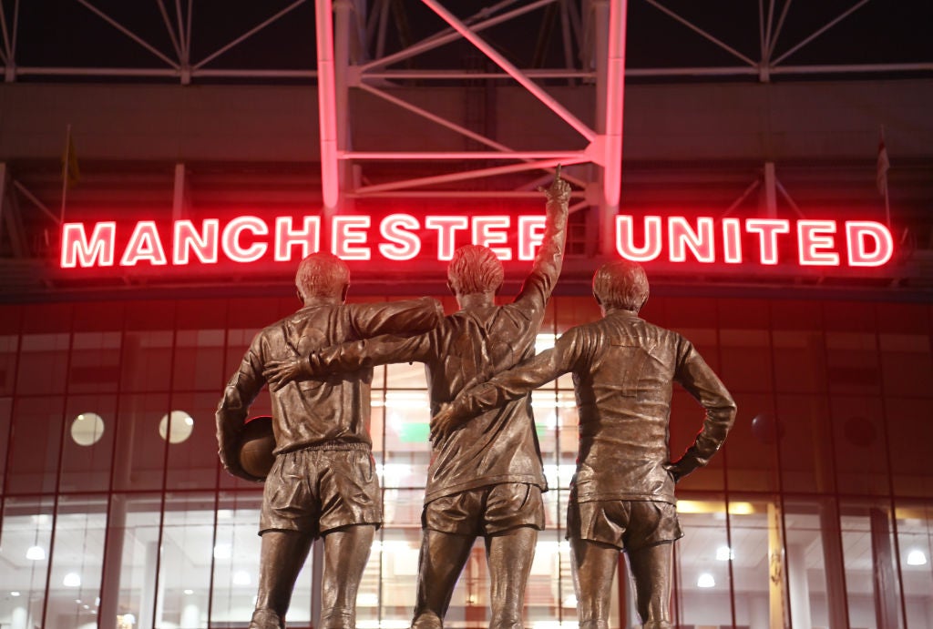 The Trinity Statue outside Old Trafford of Sir Bobby Charlton, George Best and Denis Law