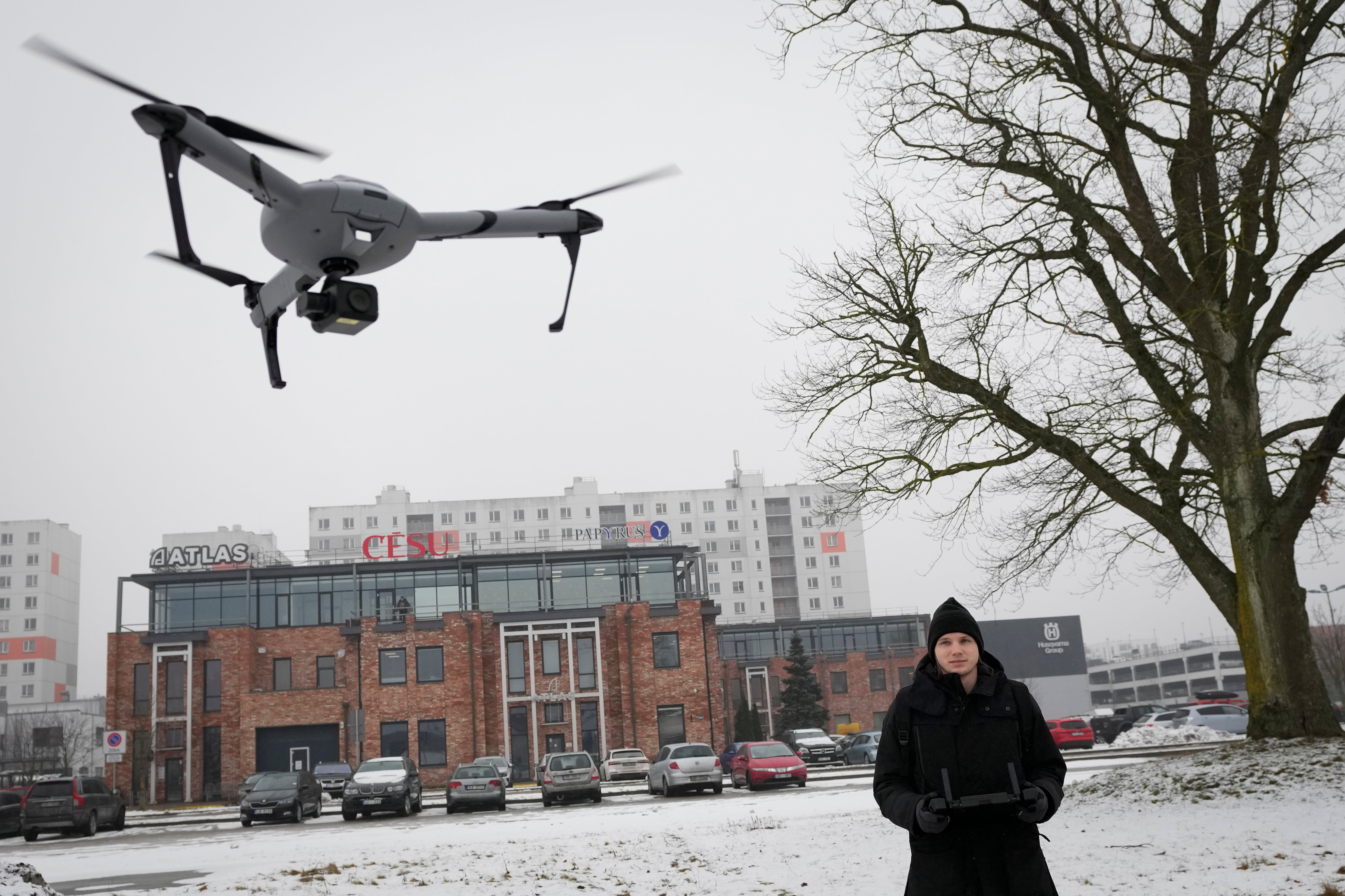 A combat drone is tested