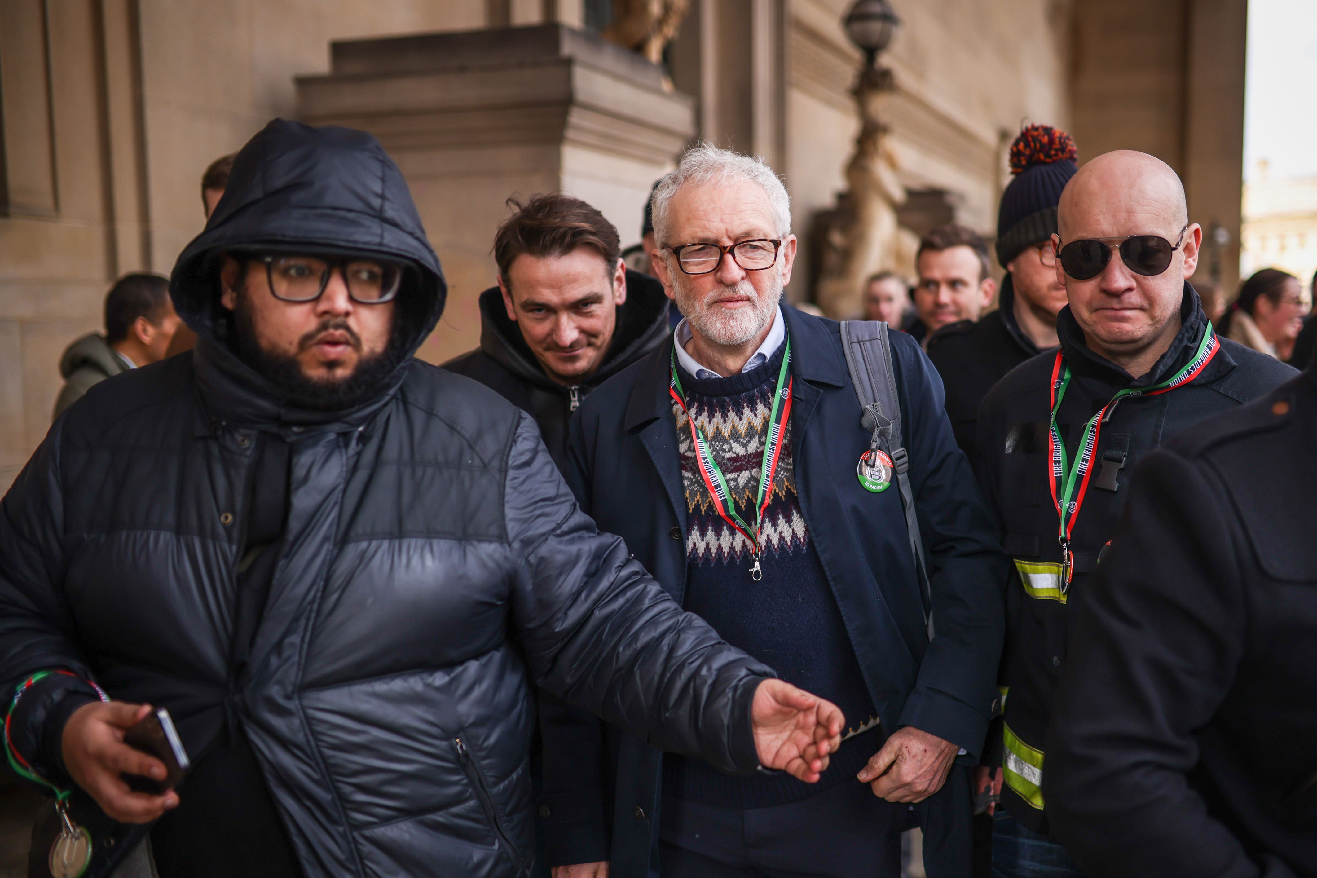 Former Labour leader Jeremy Corbyn at a refugees welcome rally (James Speakman/PA)