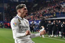 Real Madrid leave it late to beat Osasuna to close gap on Barcelona