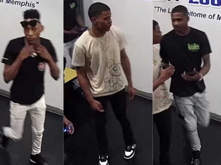 Memphis police released photos of three men wanted for questioning in connection with two shootings