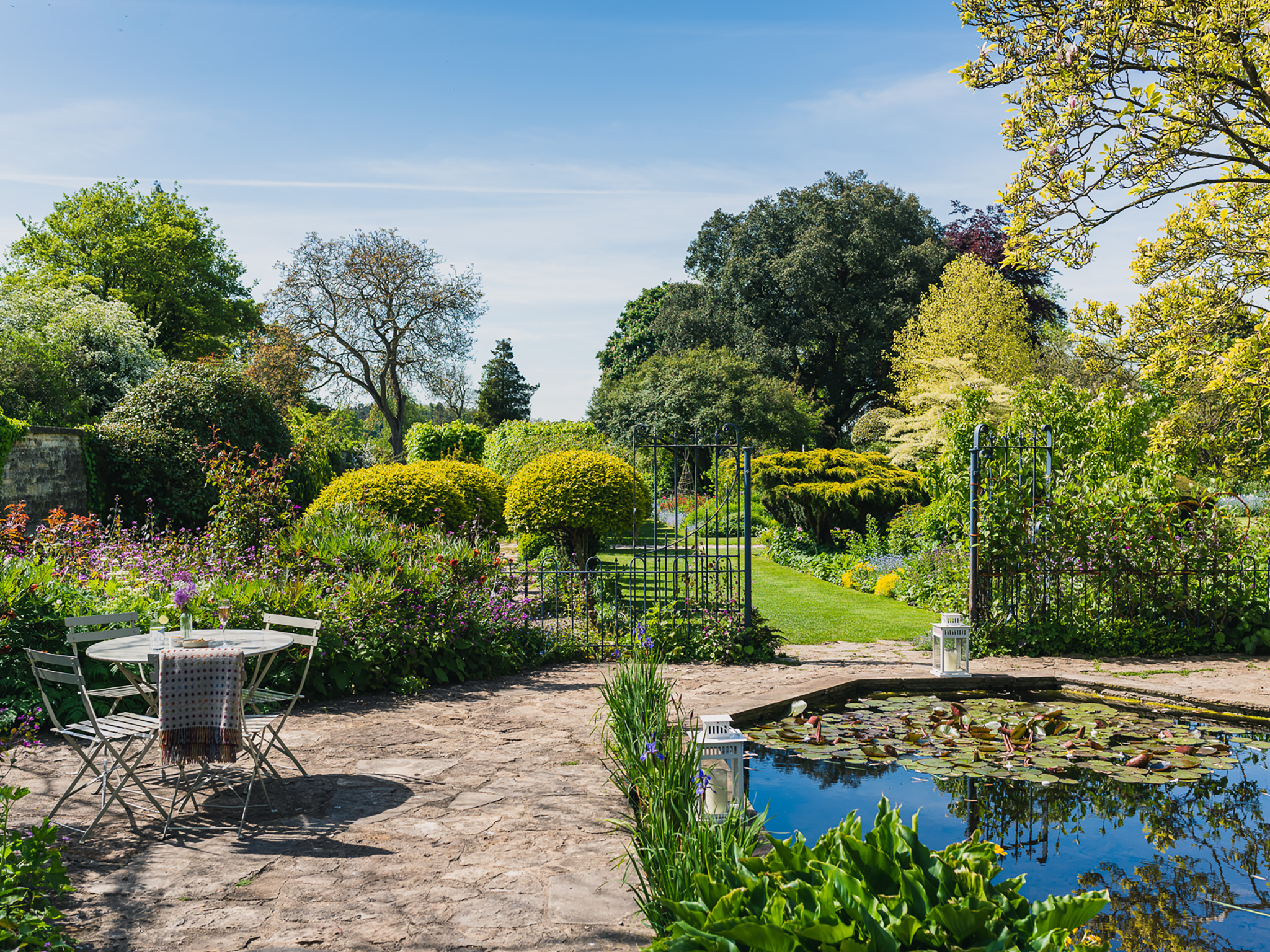 The hotel’s garden in all of its glory in May