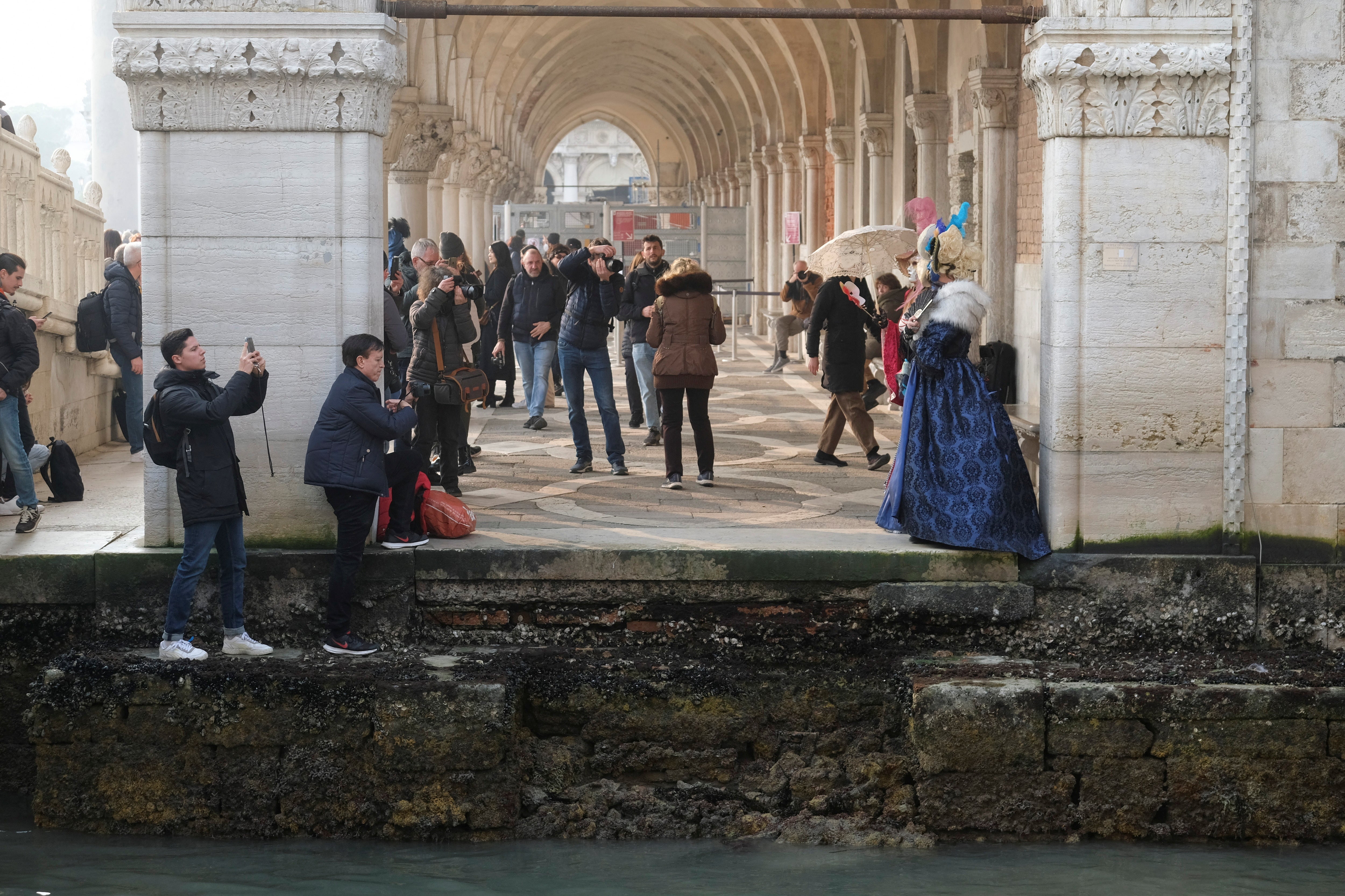 The low tides have revealed the ancient foundations of a number of buildings