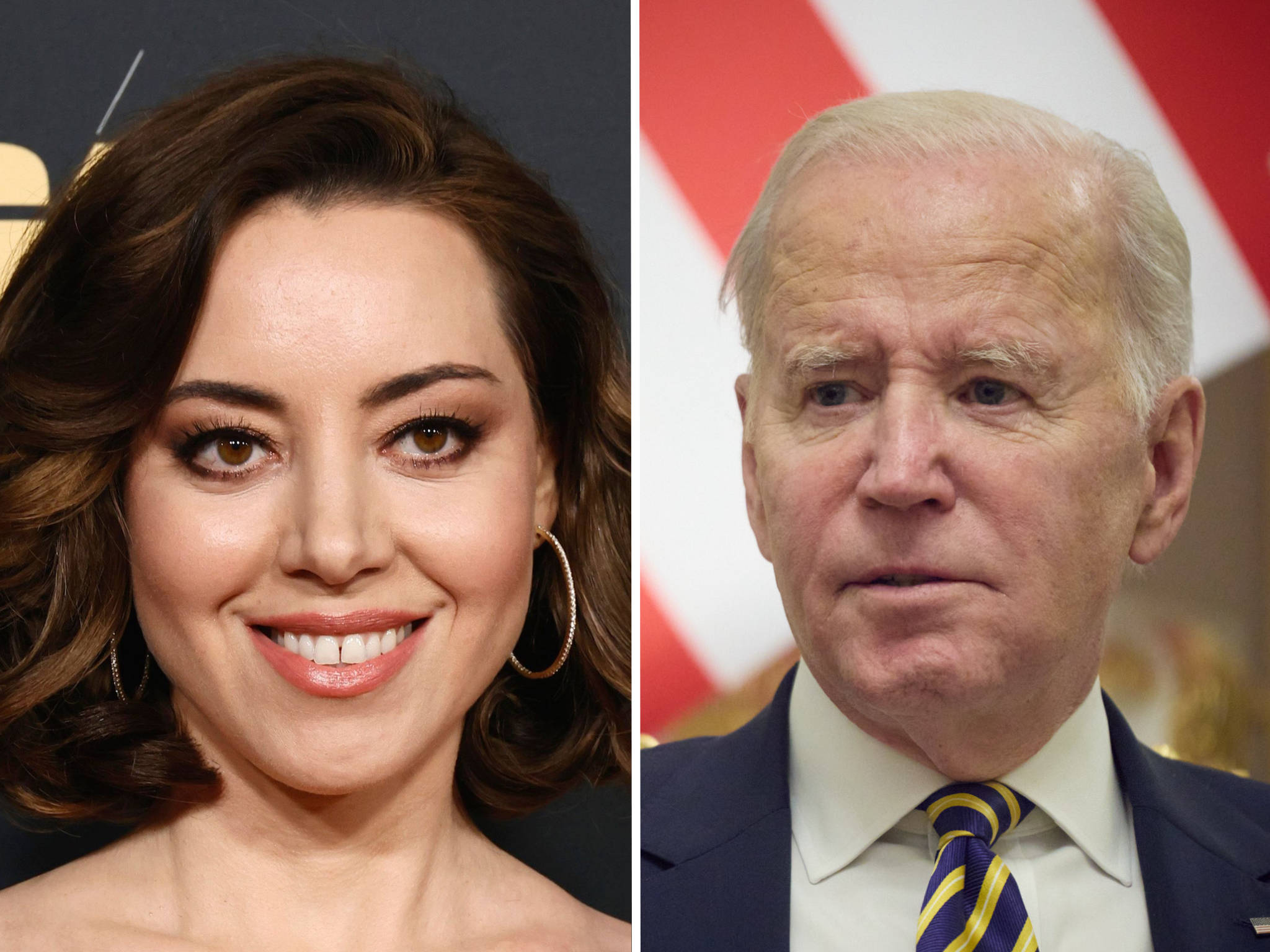 Aubrey Plaza and Joe Biden