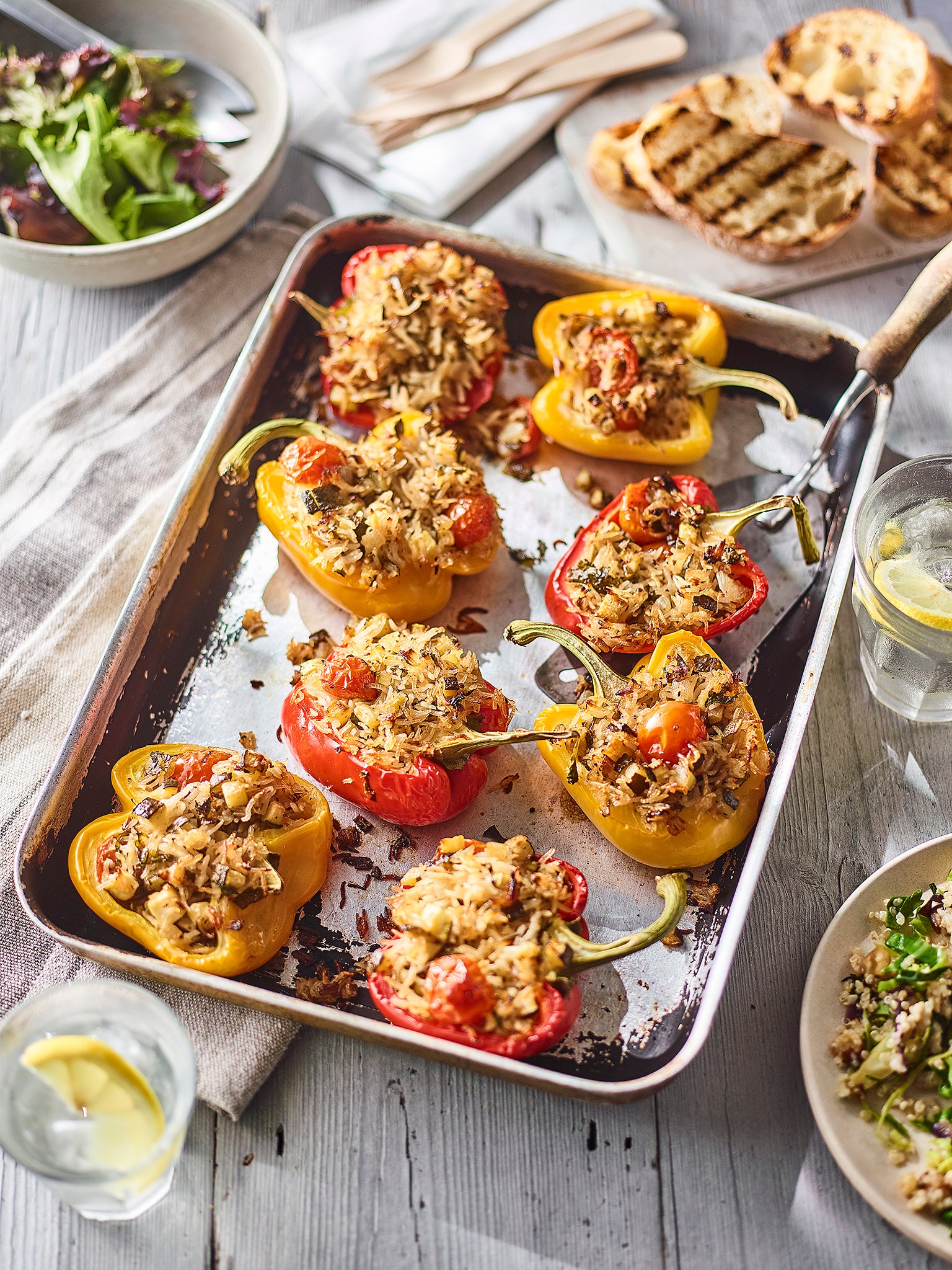 These stuffed peppers work as a vegetarian main course or as a side dish to meat