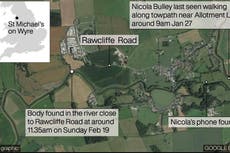 Map: Where police searched – and where a body was found – after Nicola Bulley’s disappearance