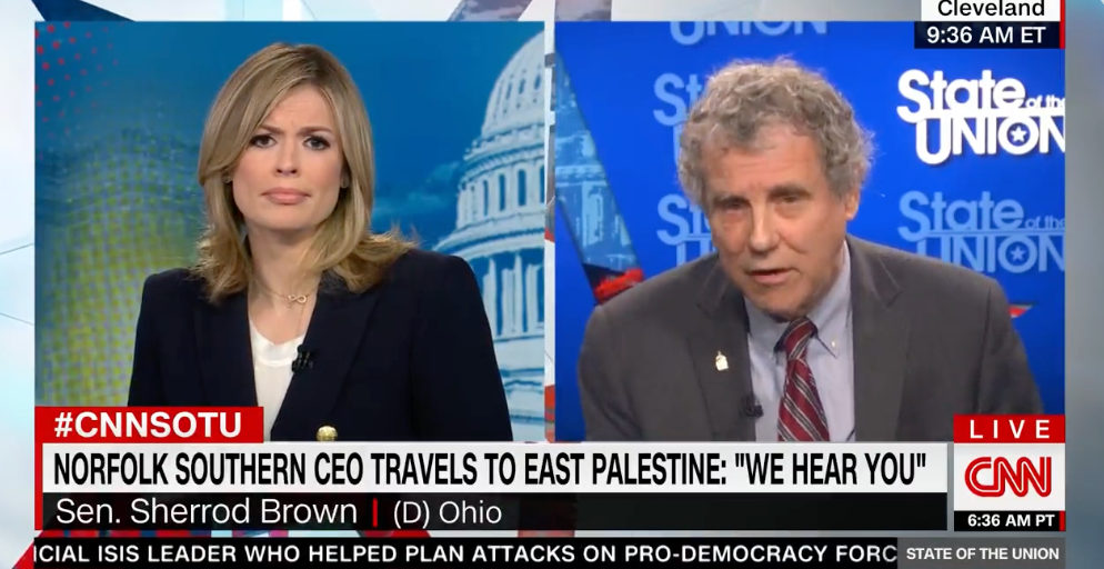 Ohio Senator Sherrod Brown told CNN host Pamela Brown that East Palestine residents were ‘right to be skeptical’