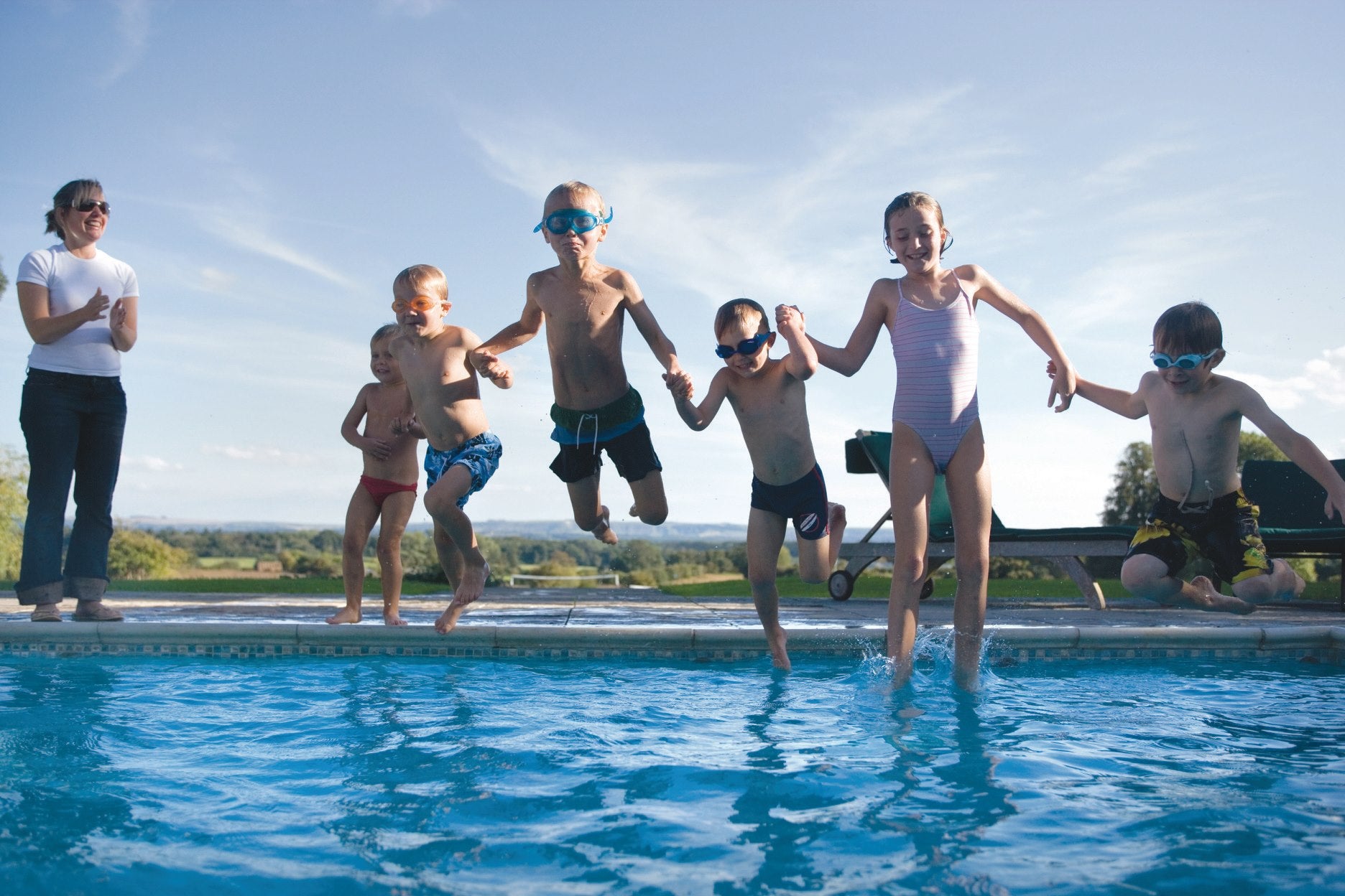 The swimming pool at Woolley Grange is a big hit with kids