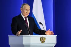 Russian state TV ‘hit by cyber attack’ during Putin’s speech