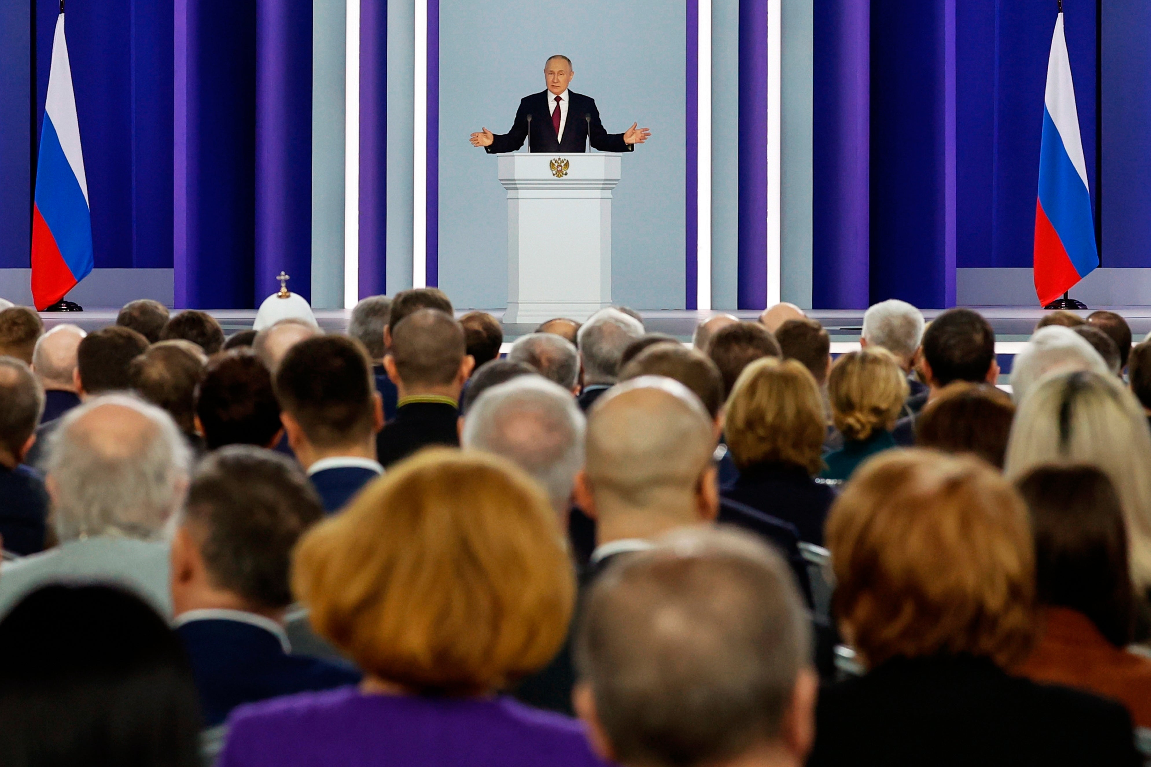 Russian President Vladimir Putin gives his annual state of the nation address in Moscow, Russia