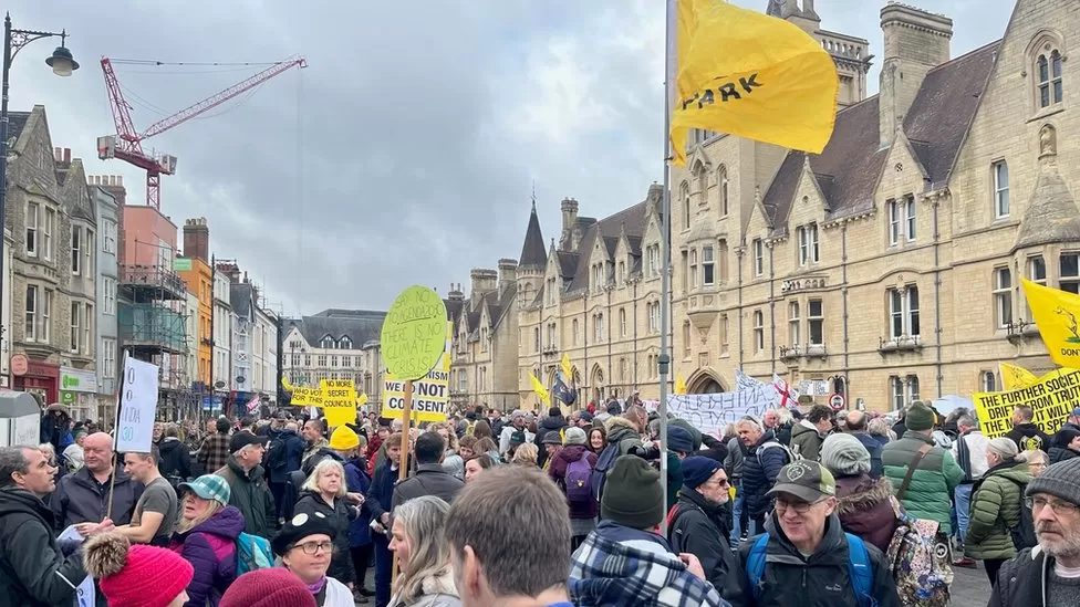 Police said some 2,000 people descended on Oxford for protest