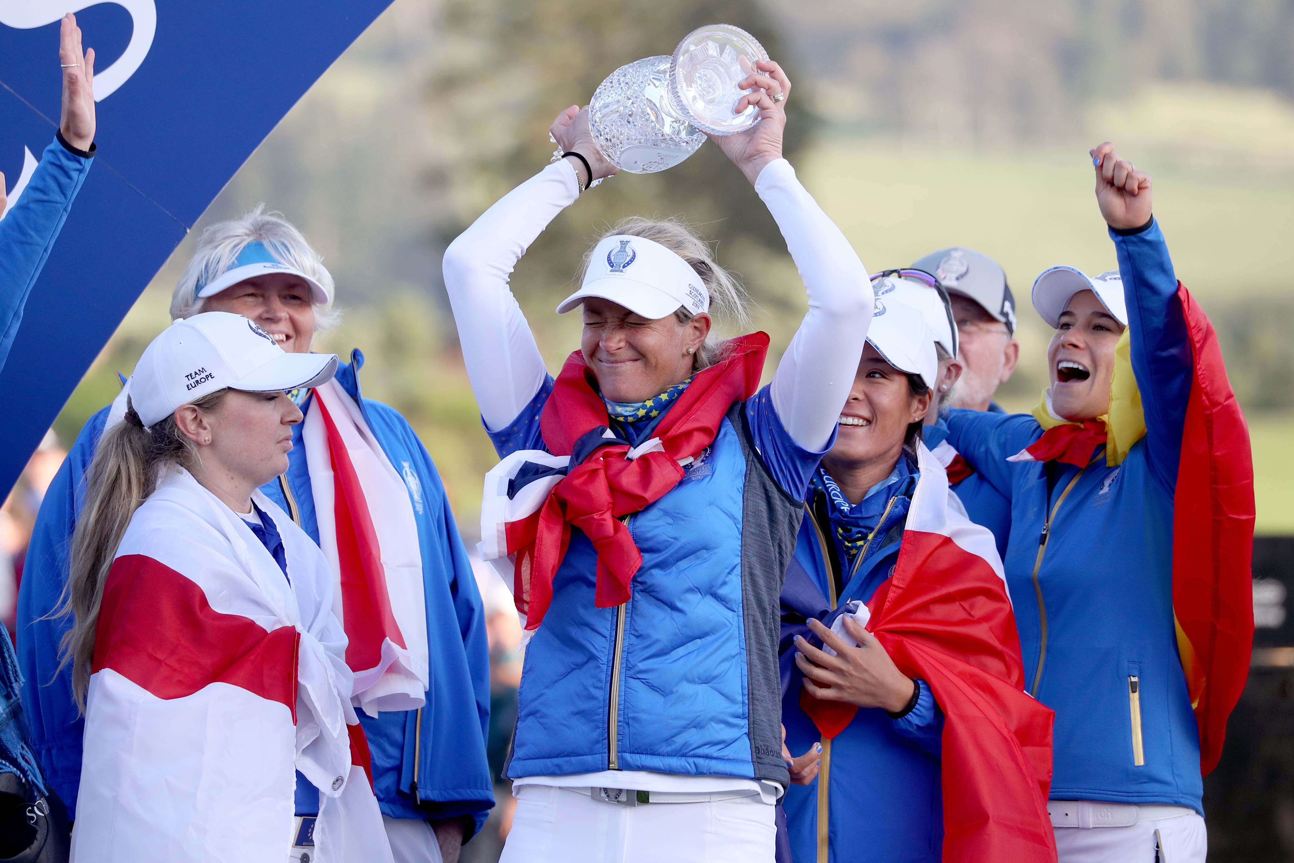 Suzann Pettersen (centre) will captain Europe in the next two editions of the Solheim Cup