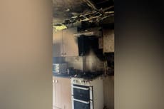 Kitchen destroyed after cheese on toast fail sparks fire