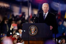 Ukraine war news – live: Biden gives speech in Poland after Putin pulls out of nuclear treaty